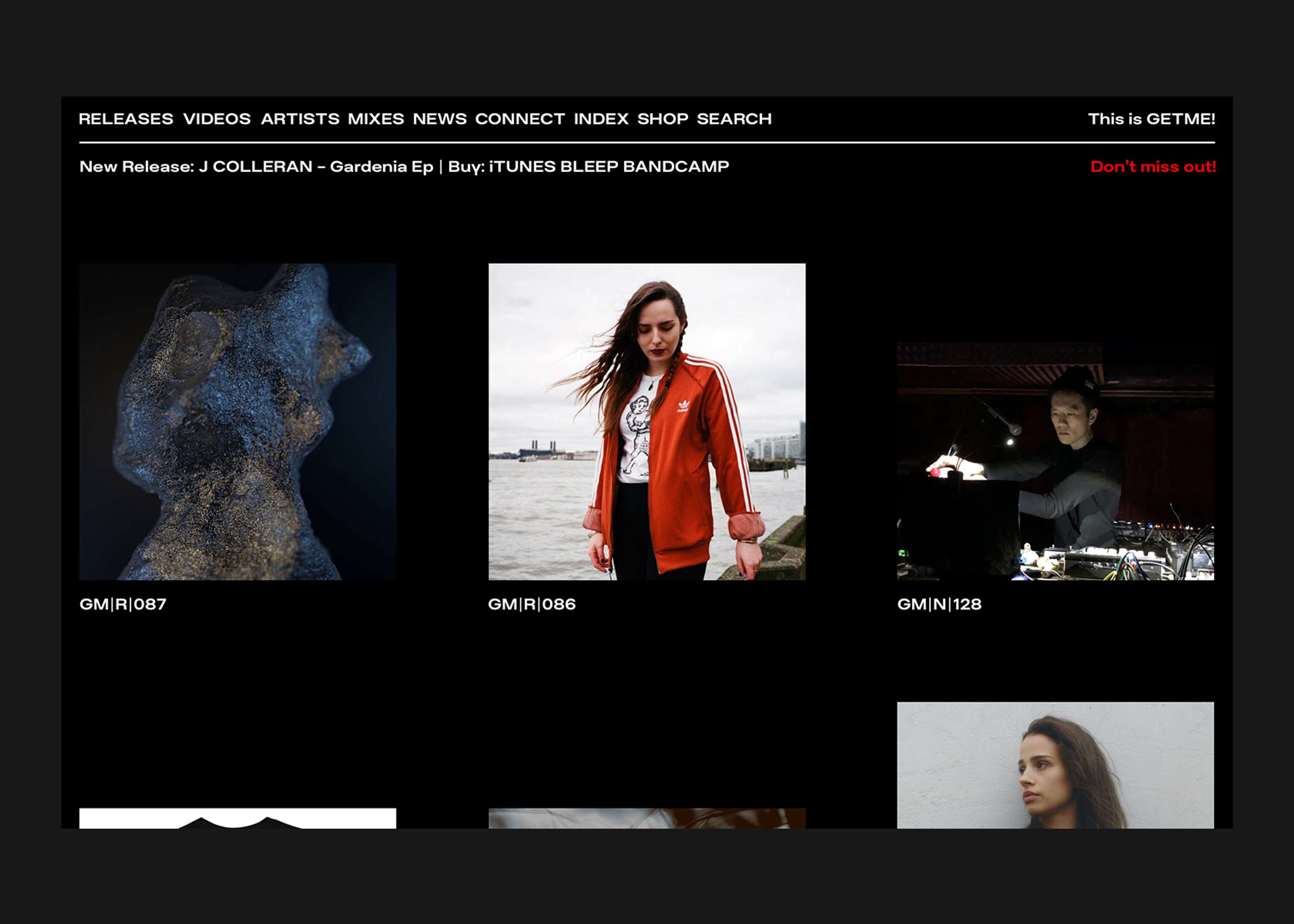 GETME! – informational website for London based electronic music record label. by Marek Czyz
