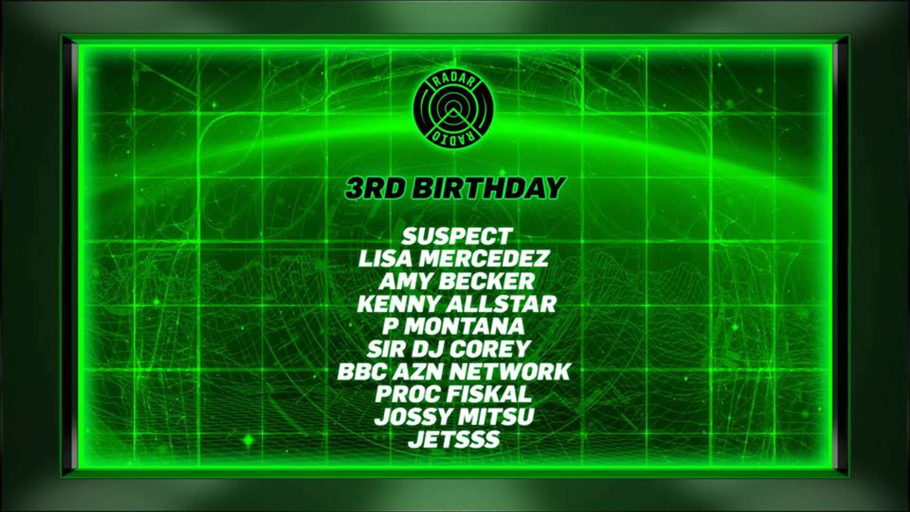 Radar 3rd Birthday - 3 Events by James Craigie