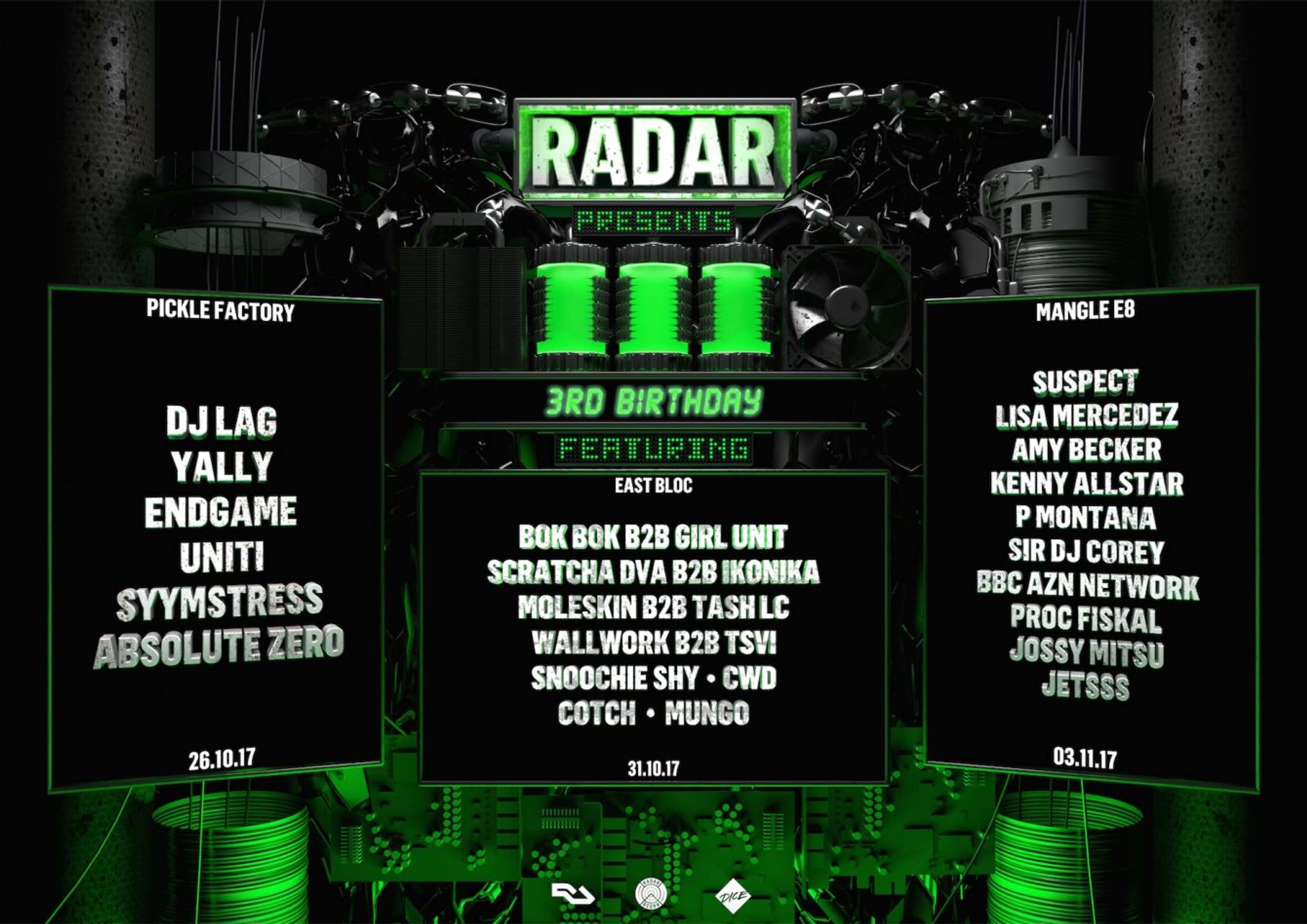Radar 3rd Birthday - 3 Events by James Craigie