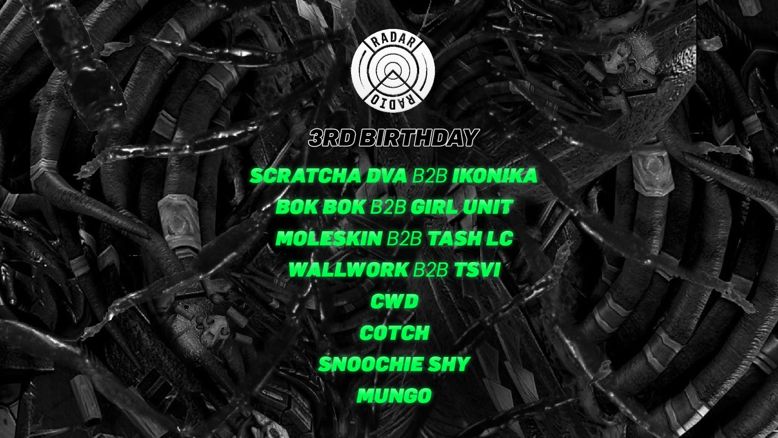 Radar 3rd Birthday - 3 Events by James Craigie
