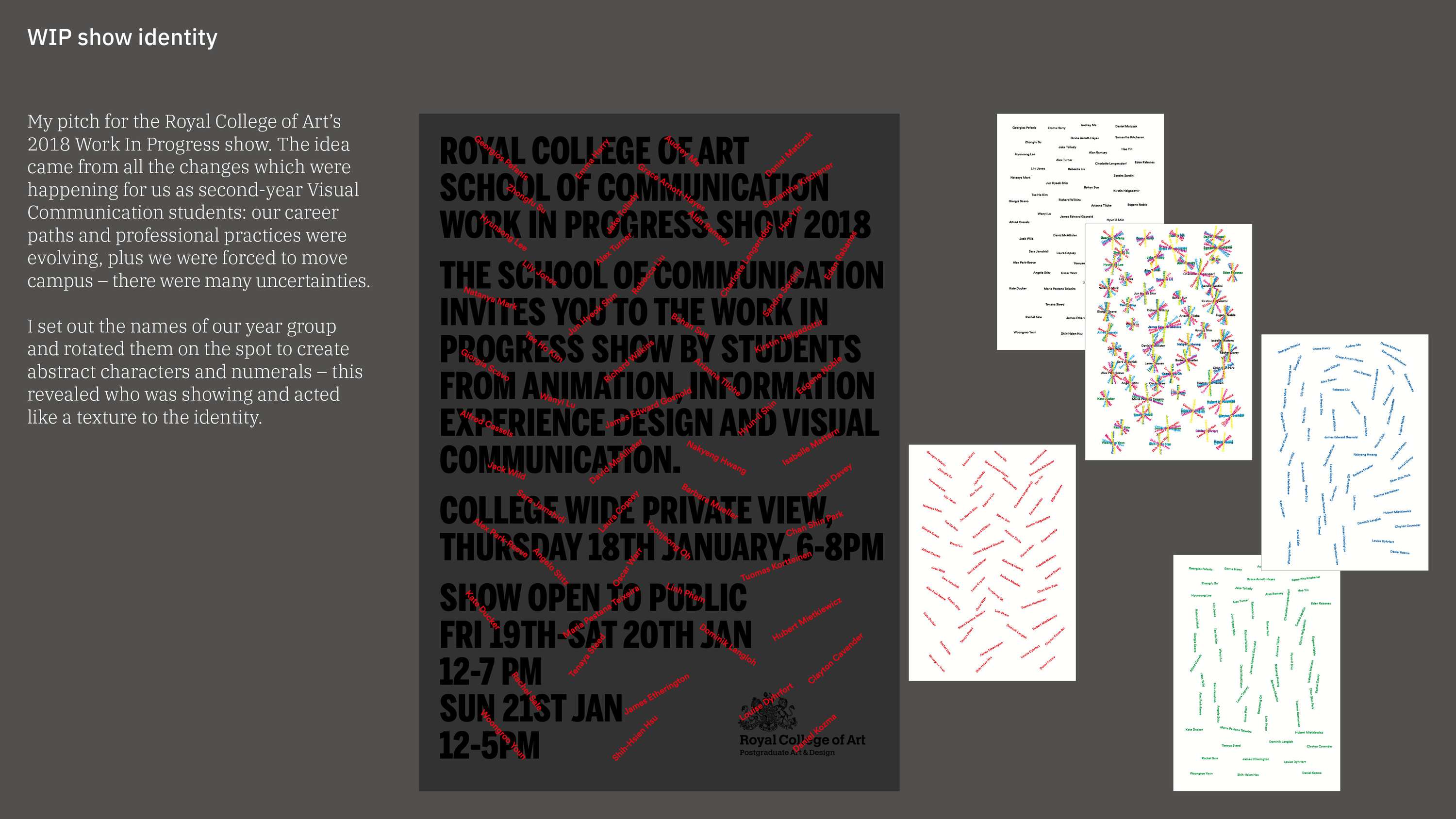 WIP show identity by Alex Turner