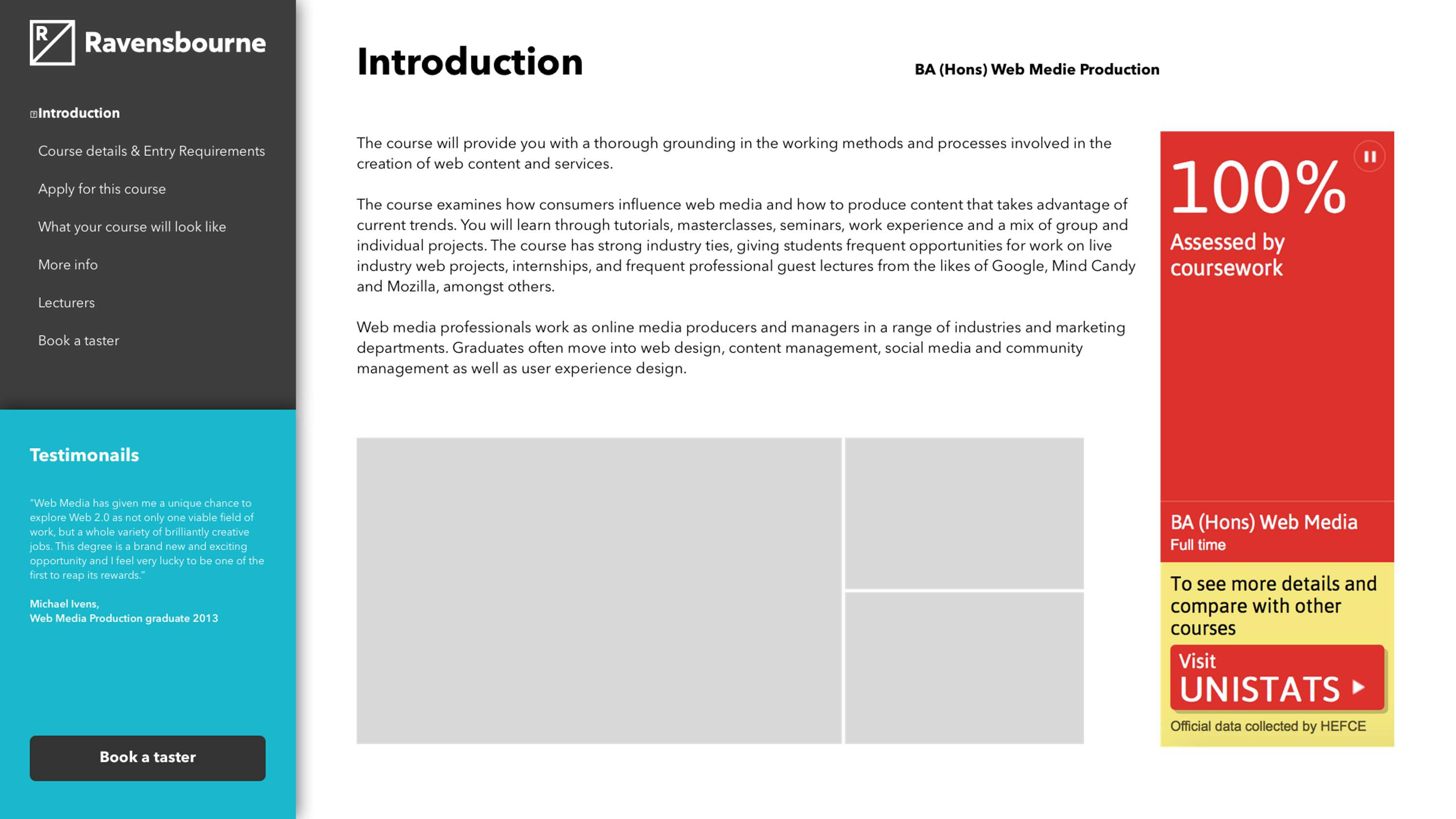 New Course Website for Ravensbourne University by Kevin Díaz