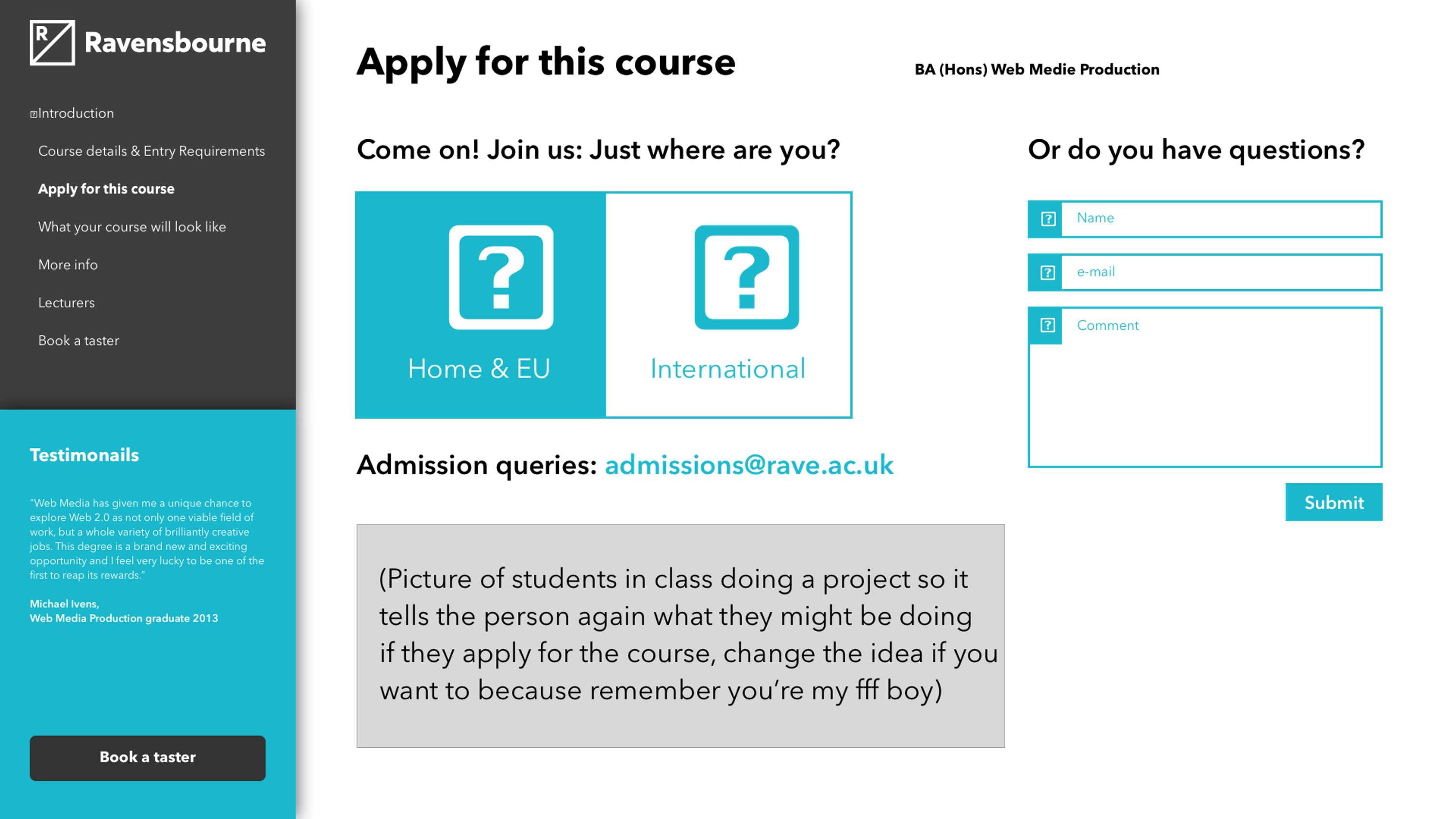 New Course Website for Ravensbourne University by Kevin Díaz