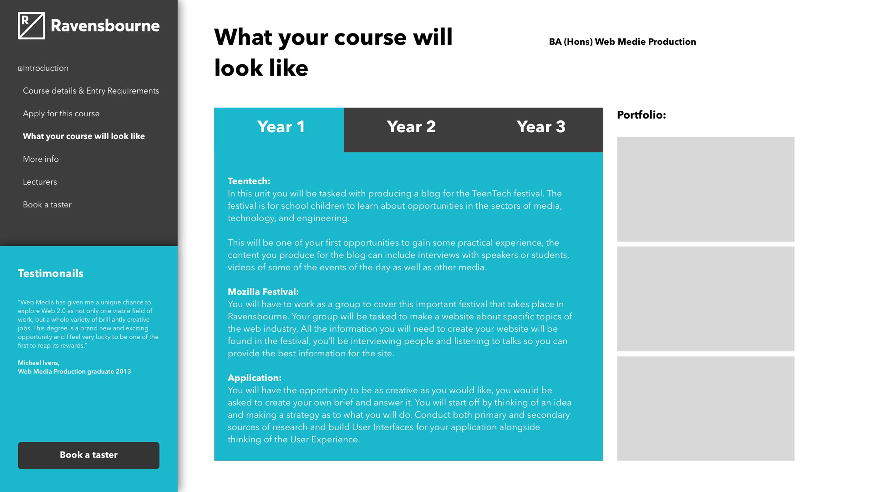 New Course Website for Ravensbourne University by Kevin Díaz