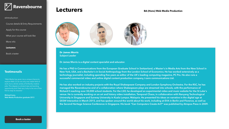 New Course Website for Ravensbourne University by Kevin Díaz