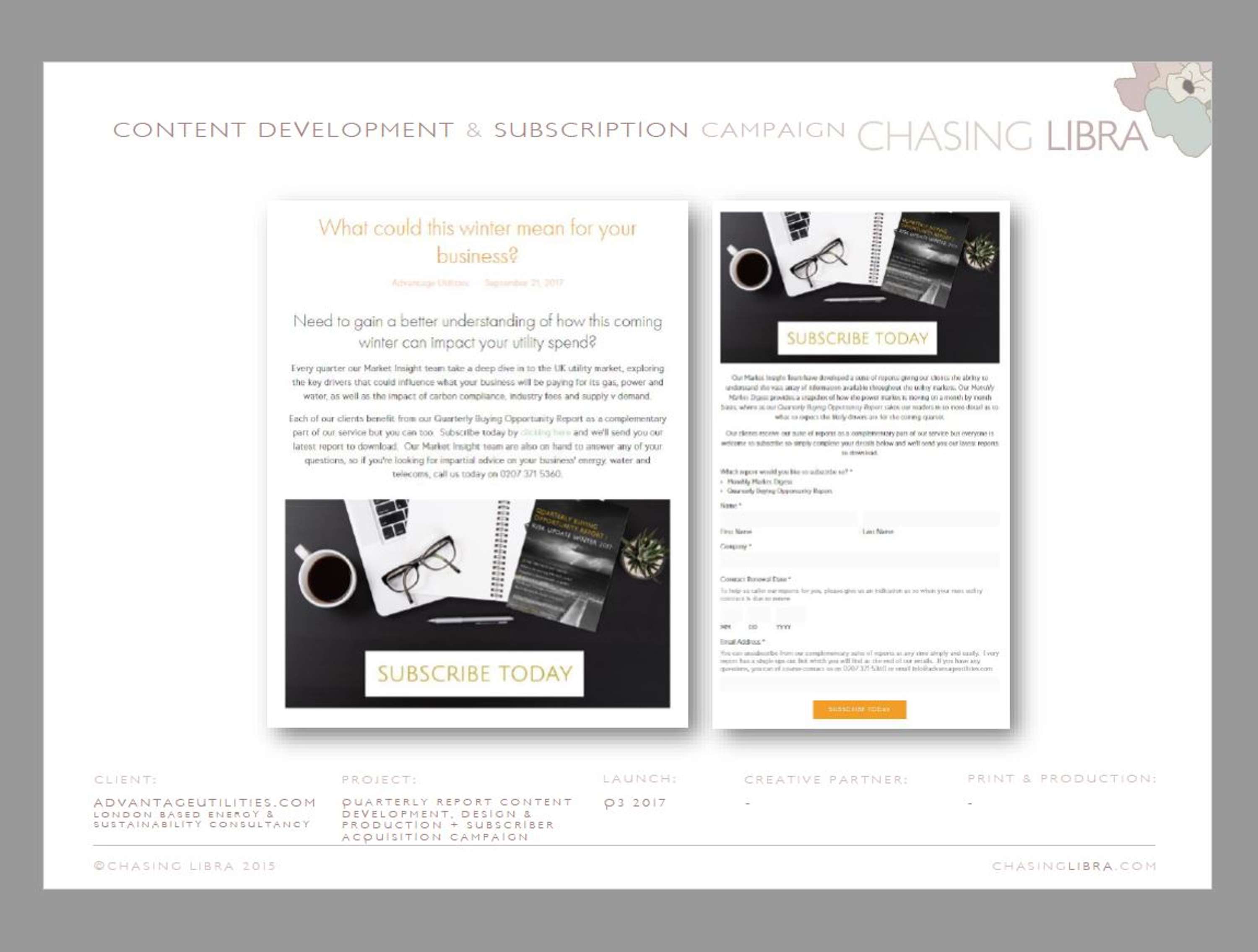 Subscriber Email Campaign | Content, HTML design, build, data segmentation & release by Chasing Libra | Brooke Remington