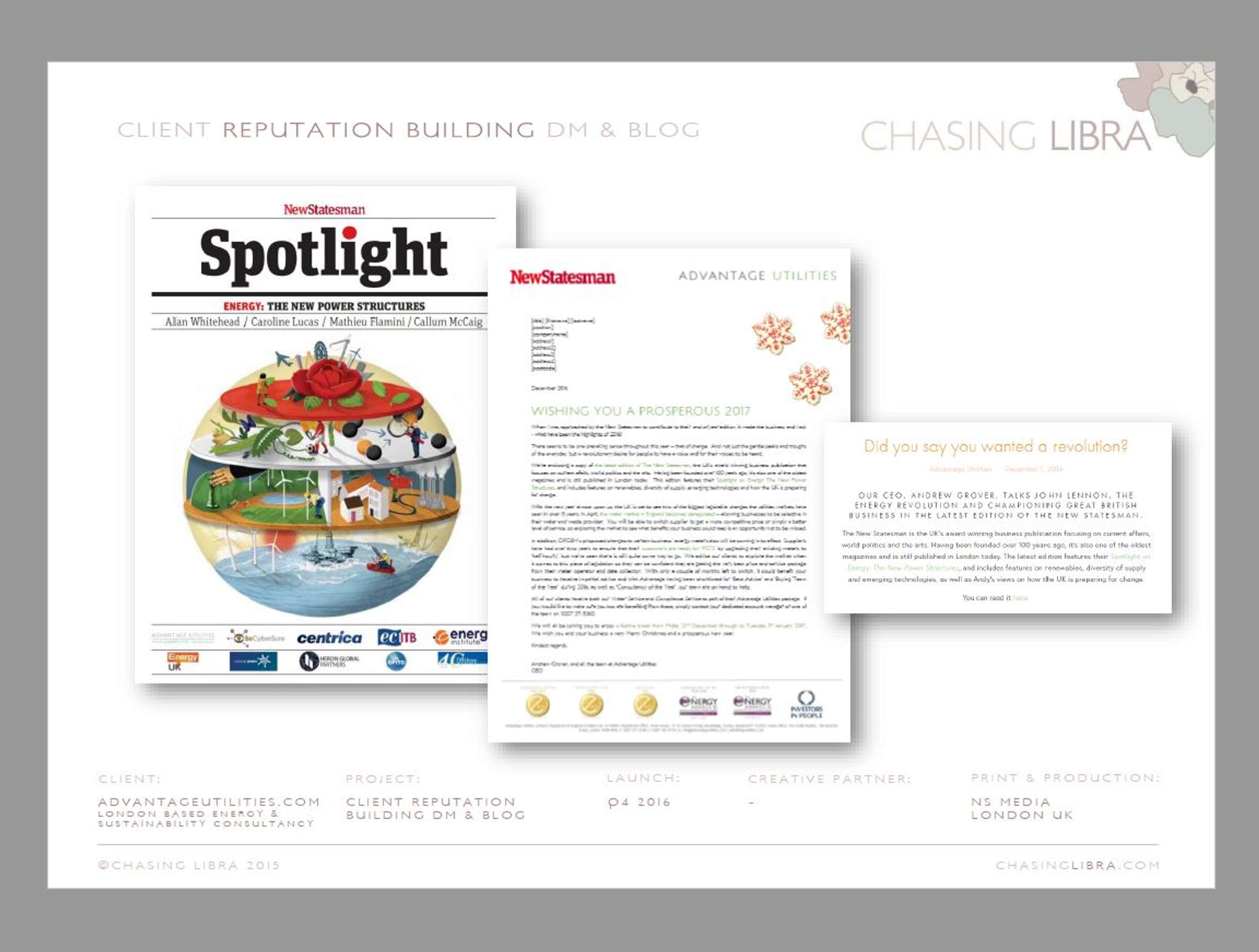 Client X-sell & Reputation Building Direct Mail | Design, content, data & release by Chasing Libra | Brooke Remington