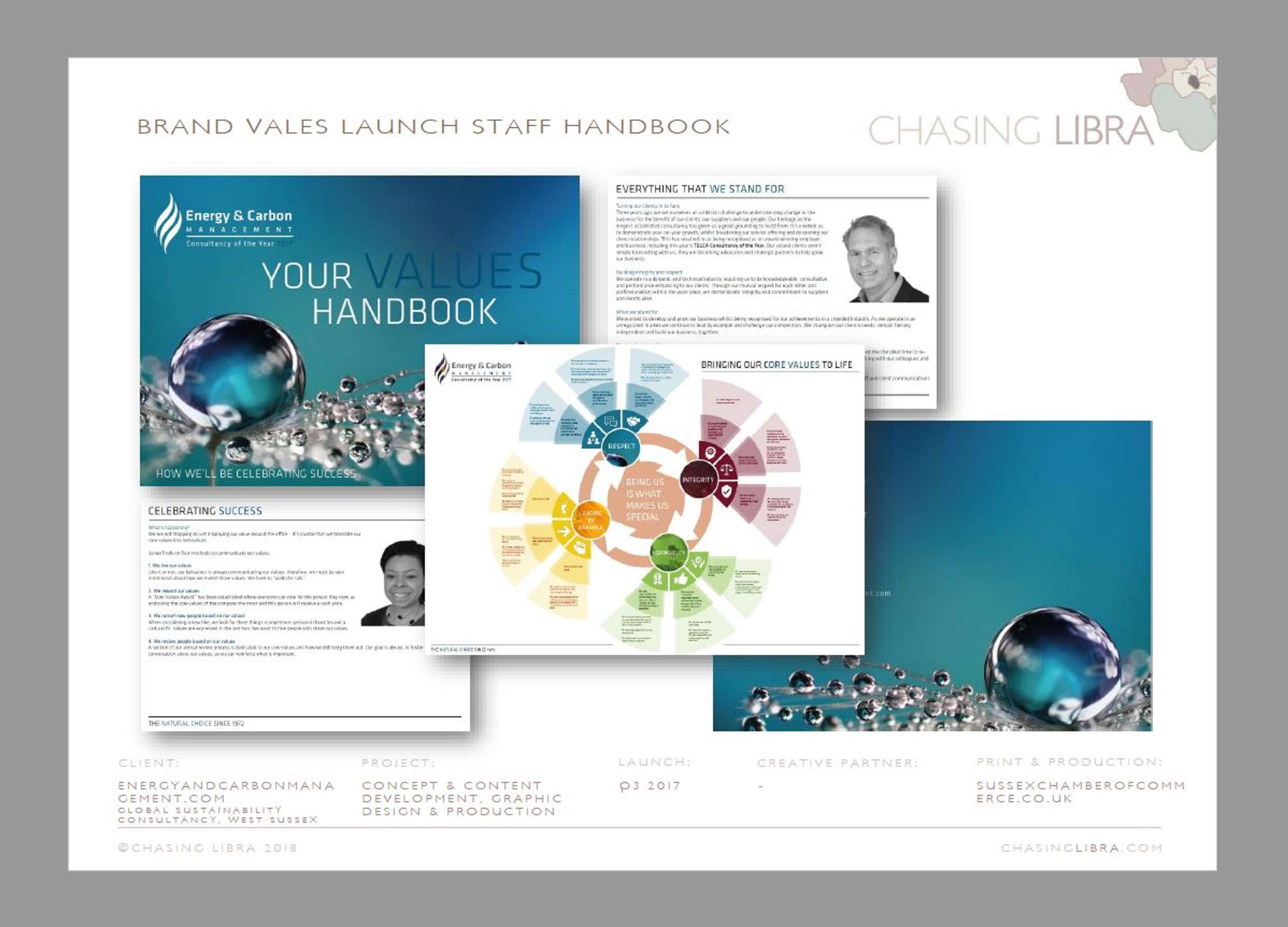 Internal Brand Values Launch Pack | Content development, graphic design & production by Chasing Libra | Brooke Remington