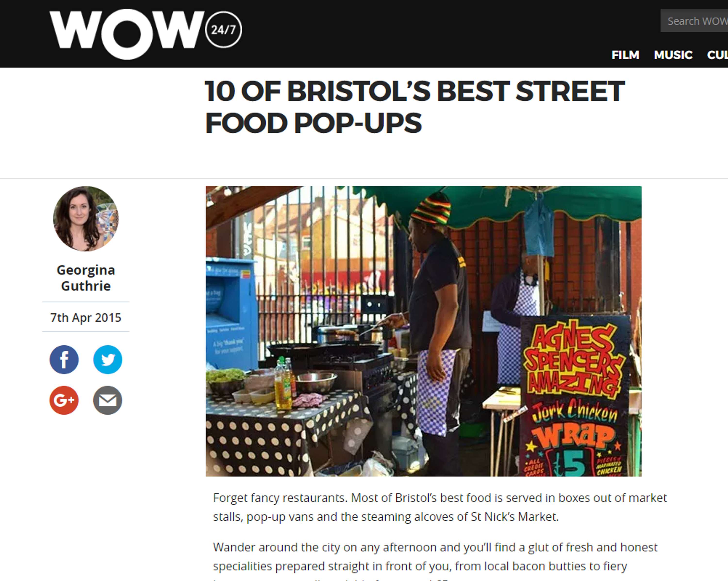 Food and drink guide for WOW247 by Georgina Guthrie