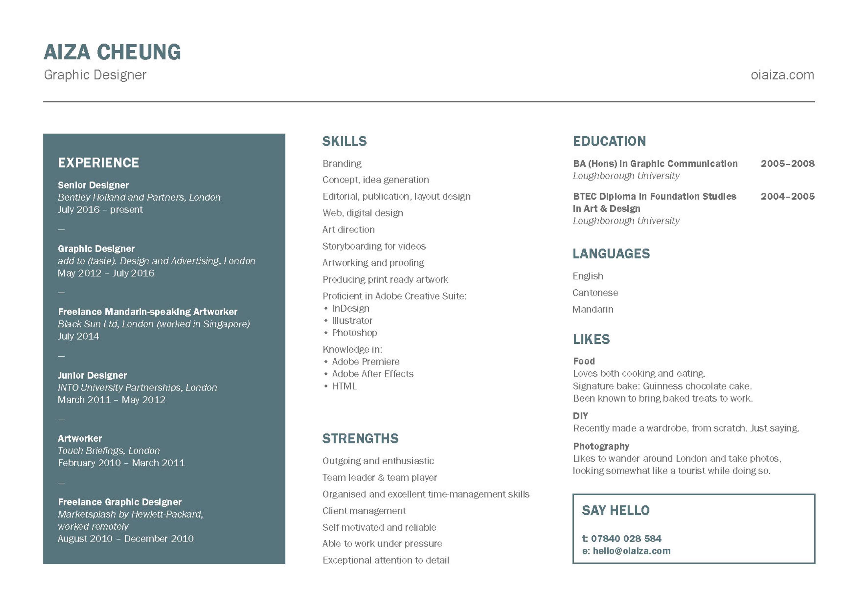 CV & Portfolio by Aiza Cheung