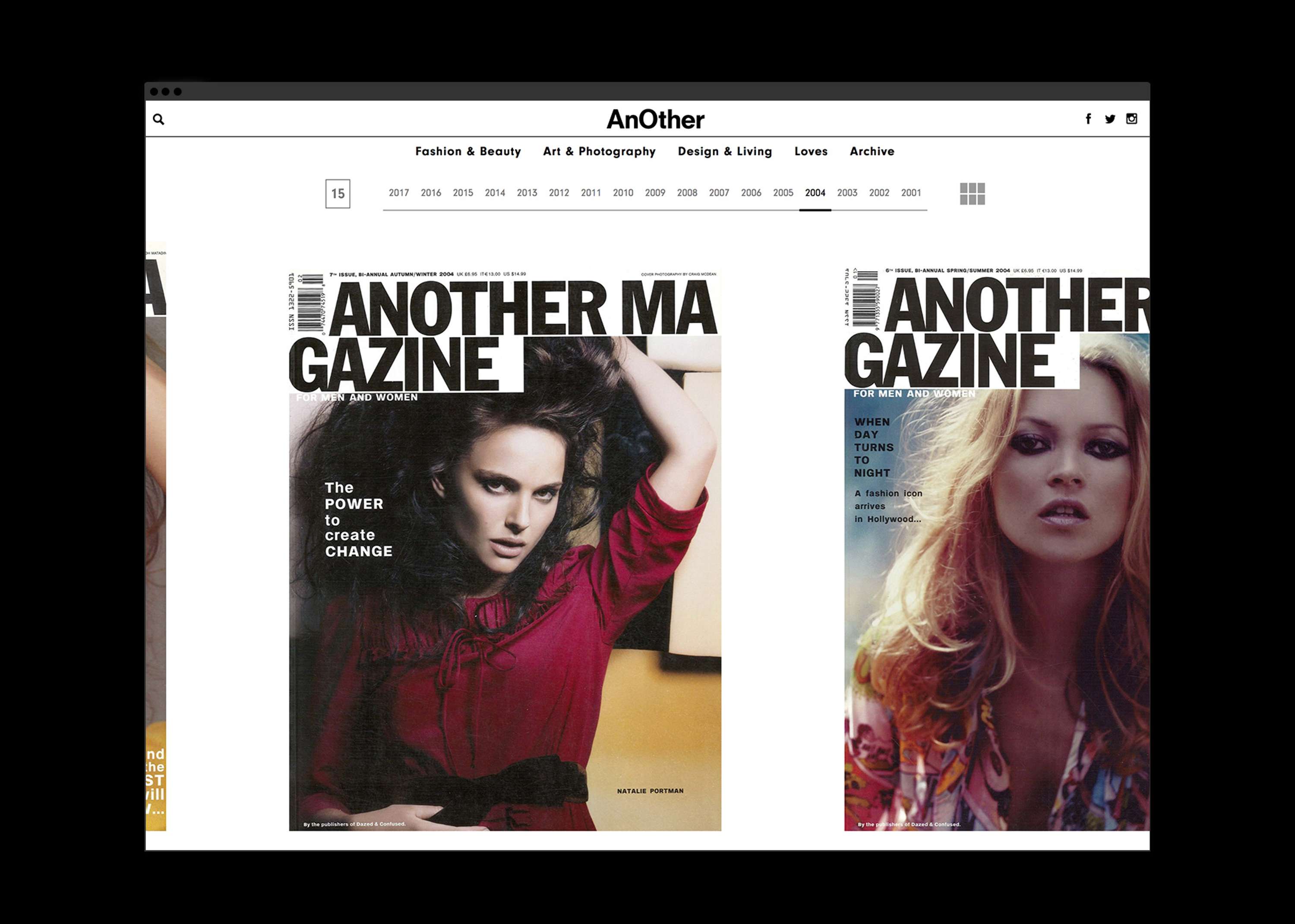 AnOther Covers Archive Site by Holly Benwell