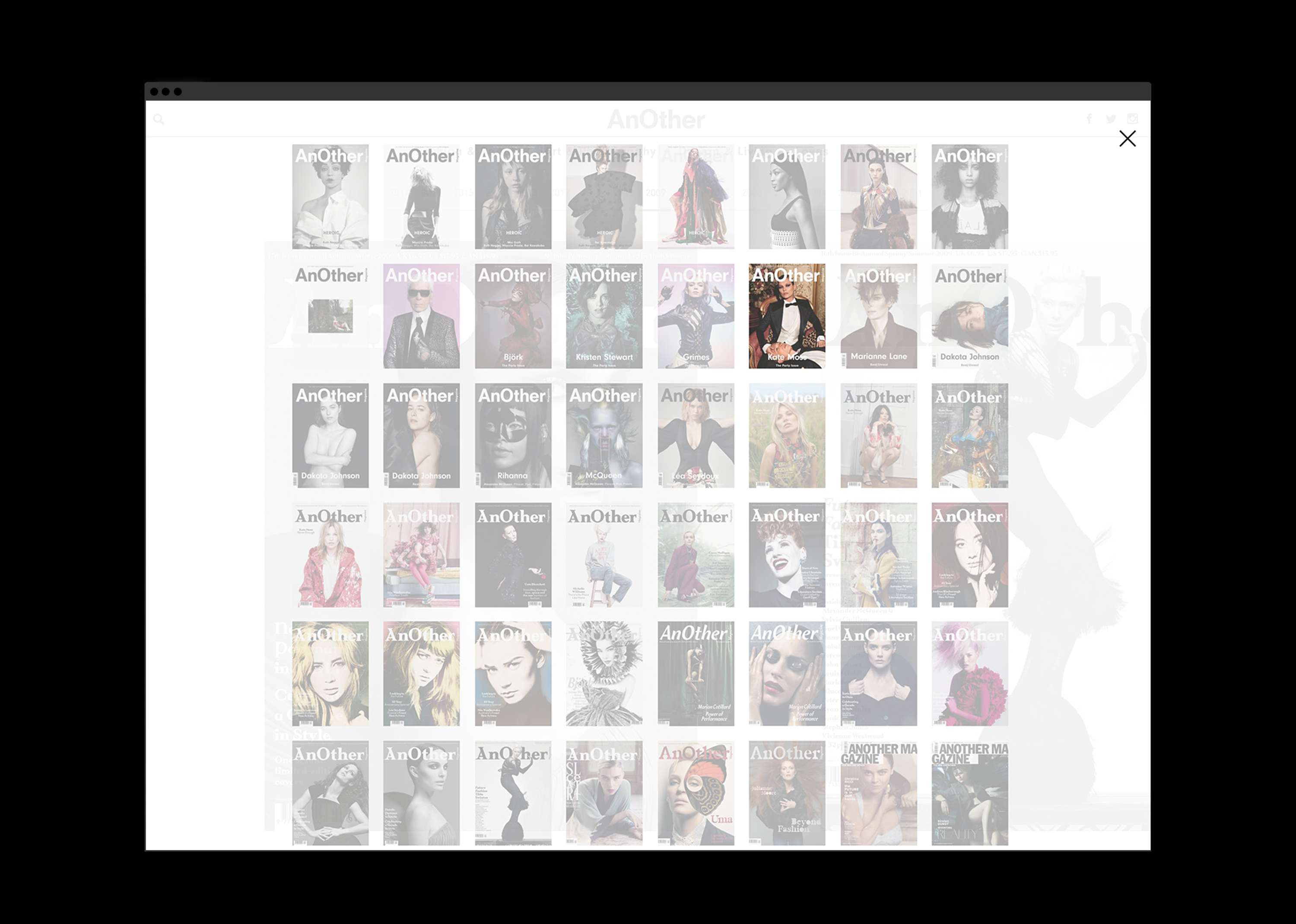 AnOther Covers Archive Site by Holly Benwell