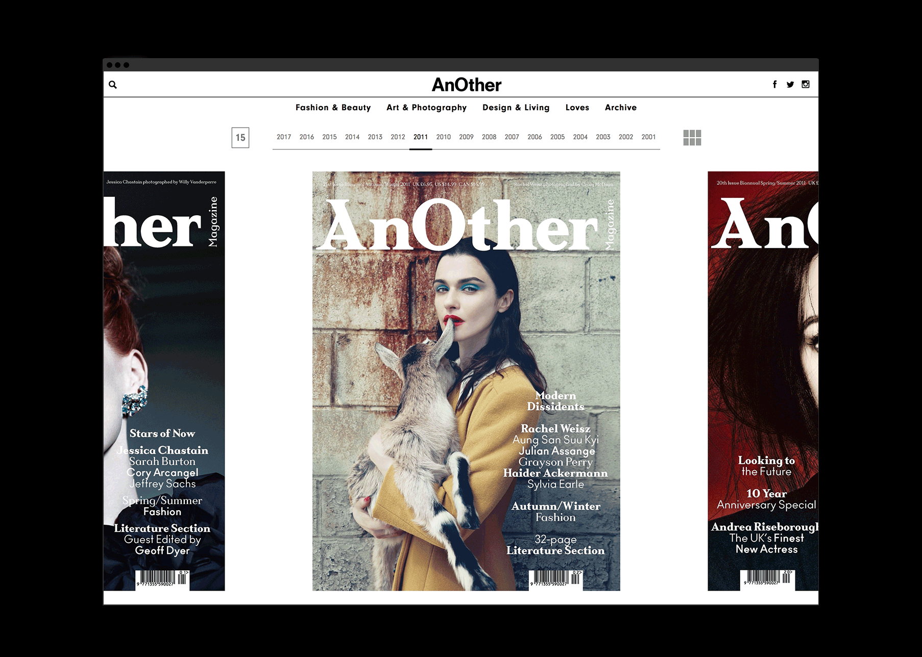 AnOther Covers Archive Site by Holly Benwell