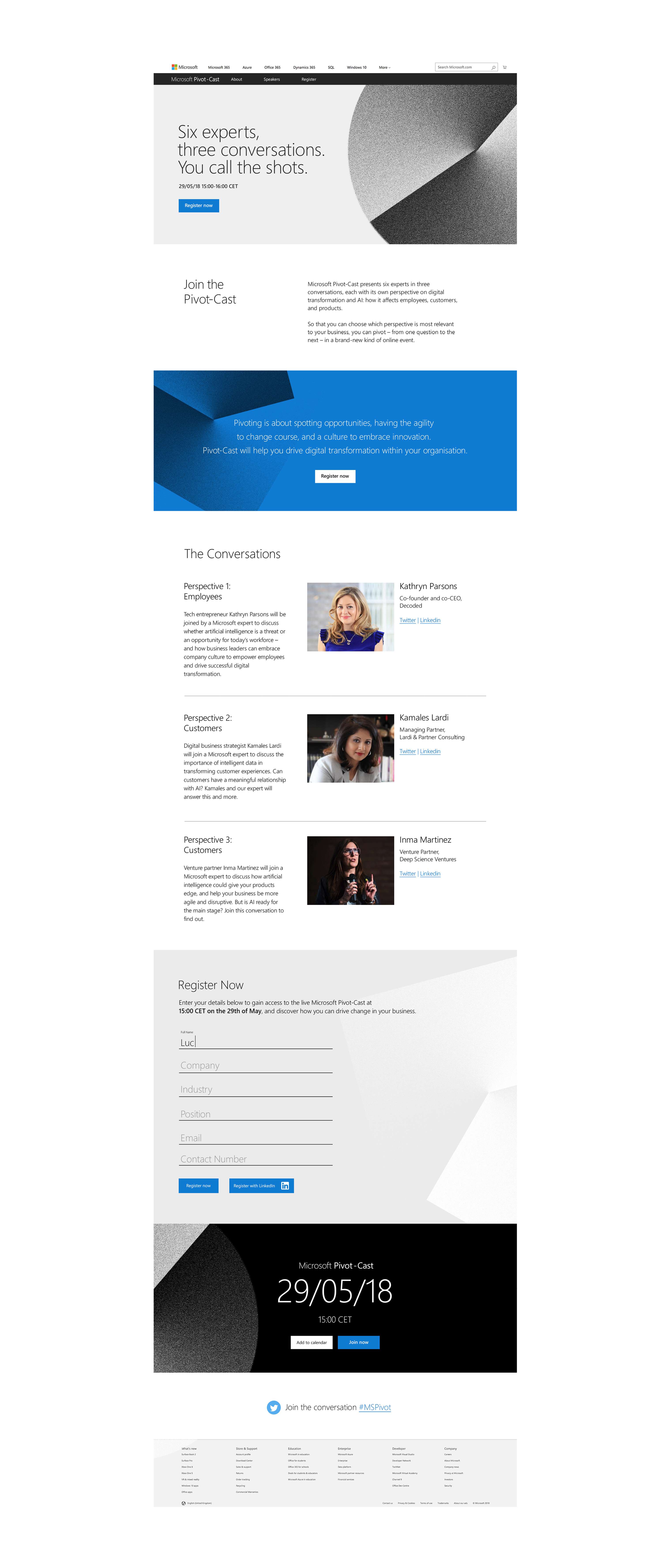 Microsoft Pivot - Event Identity by Tyler Hendy