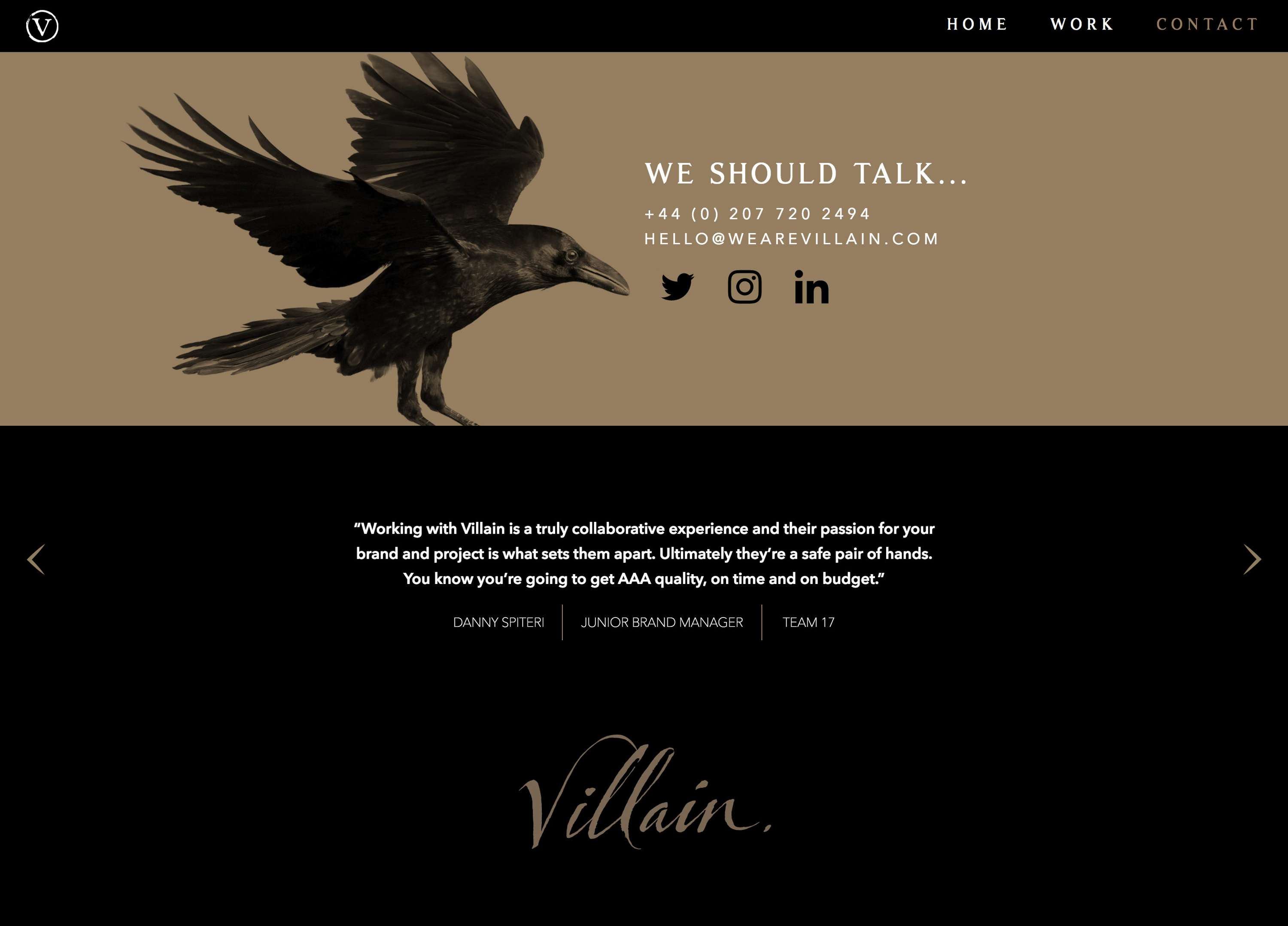VILLAIN WEBSITE - Design & Build by Paul Giles