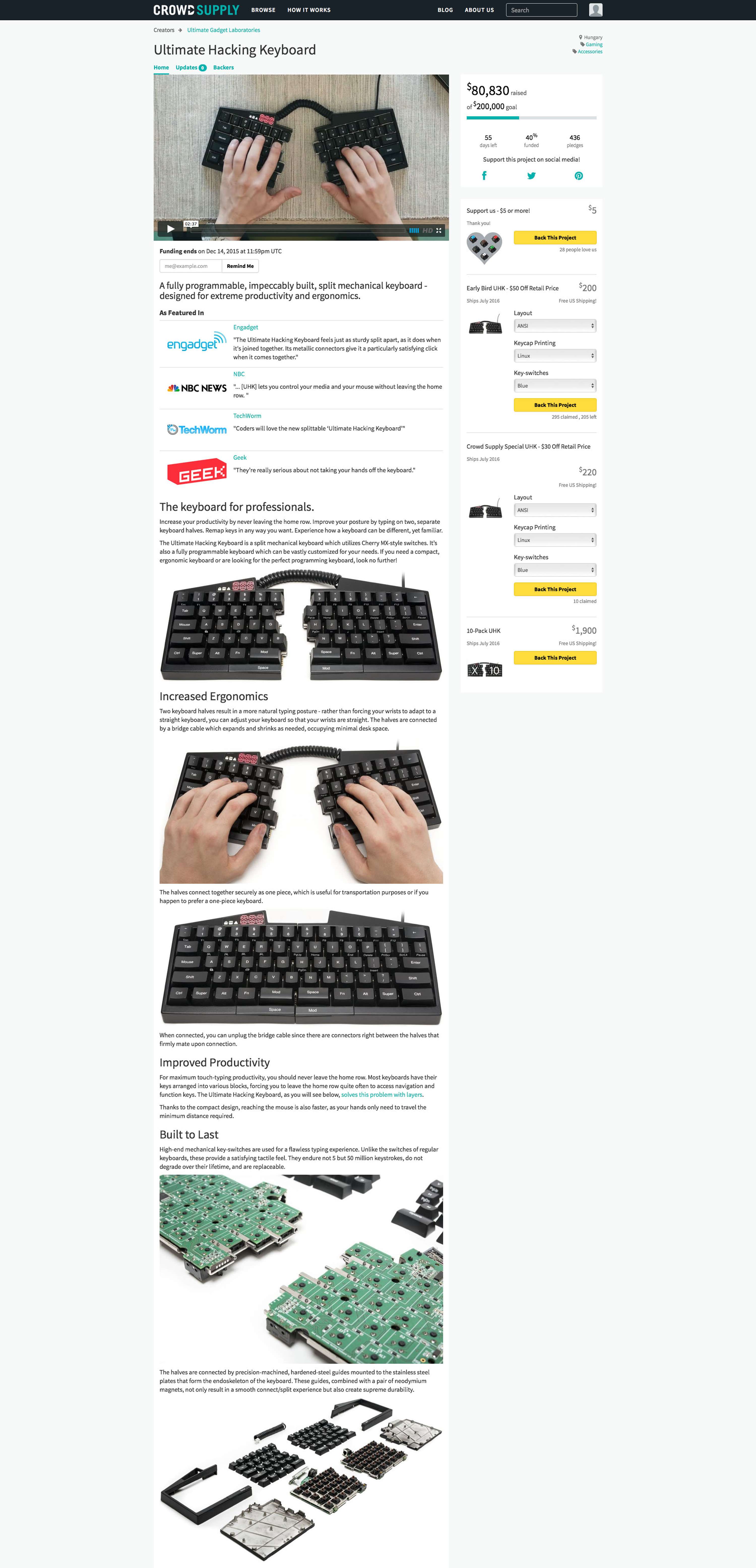 Ultimate Hacking Keyboard by Gabor Lenart
