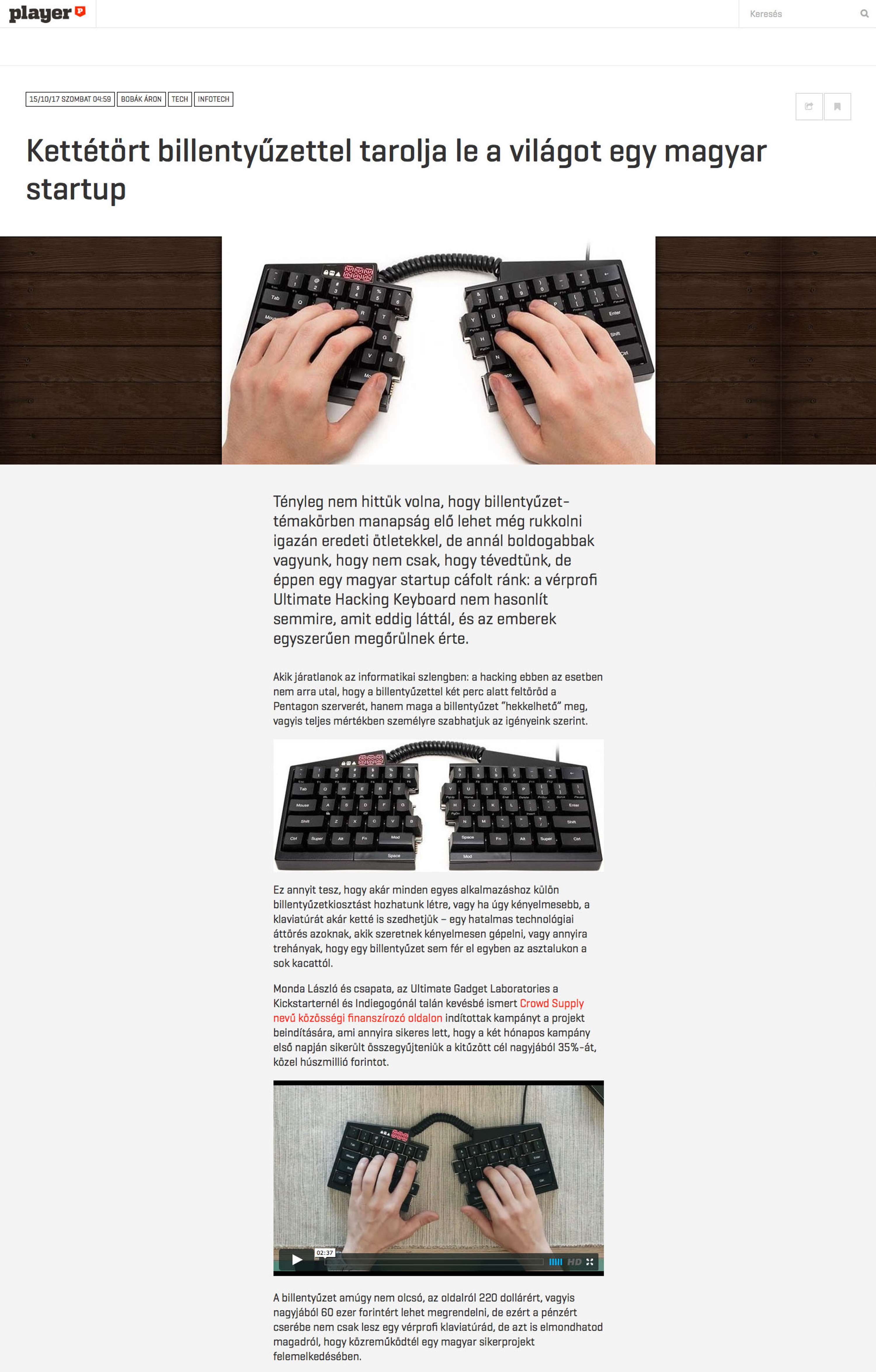 Ultimate Hacking Keyboard by Gabor Lenart