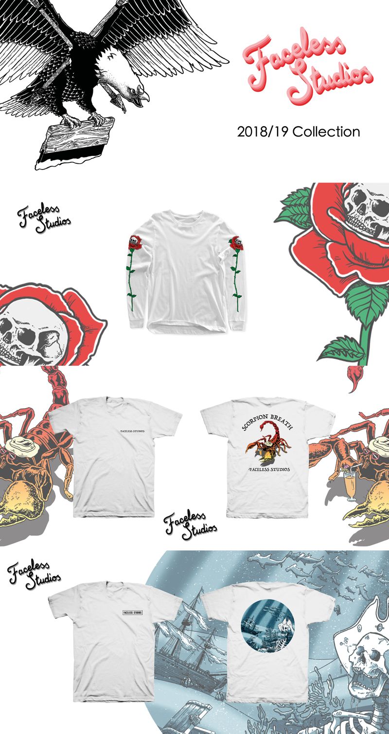 Faceless Studios Apparel Designs 2018/19 Collection by Jamie Blackett