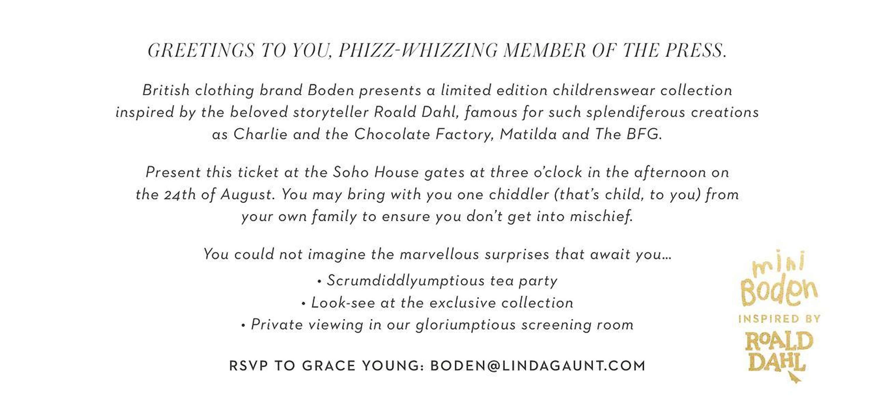 Boden Launches Kids Collection with Roald Dahl's Estate