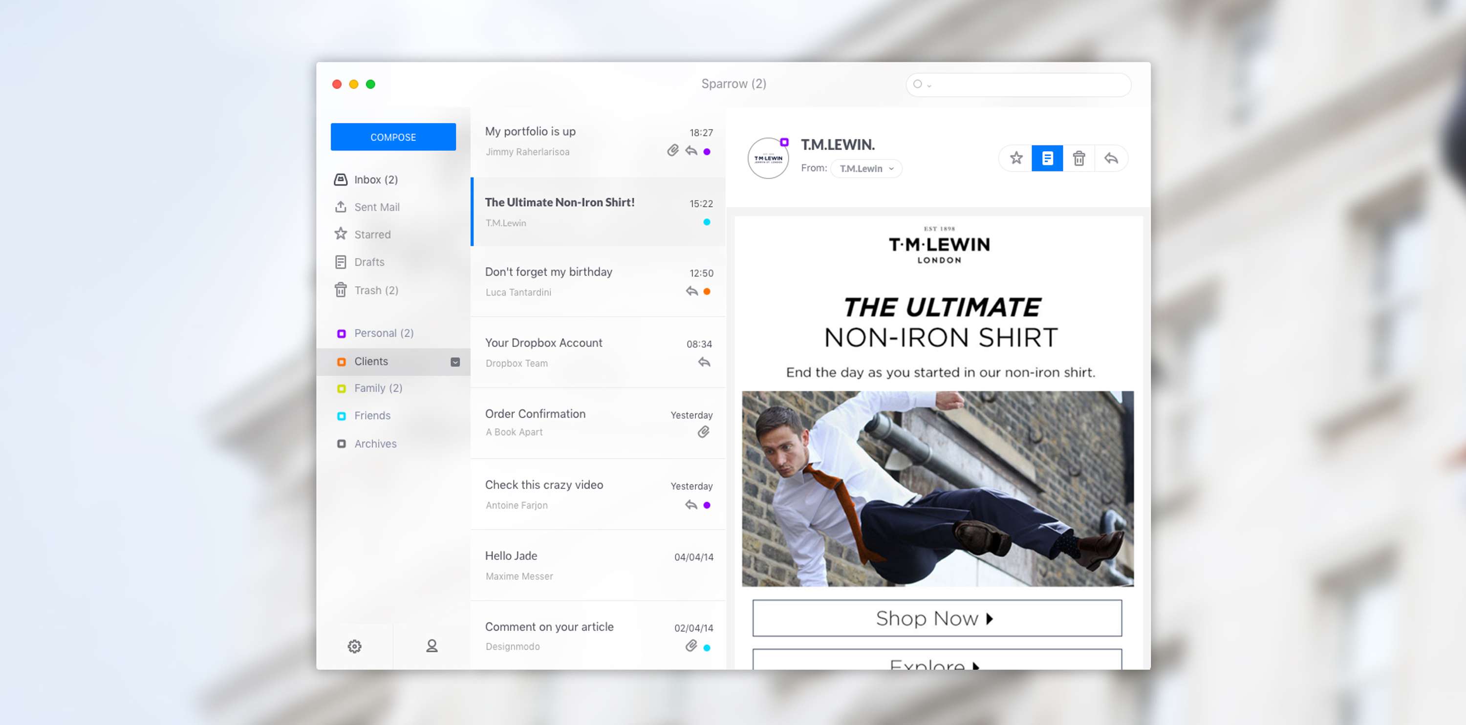 T.M.Lewin / UI UX by Jade Wilson