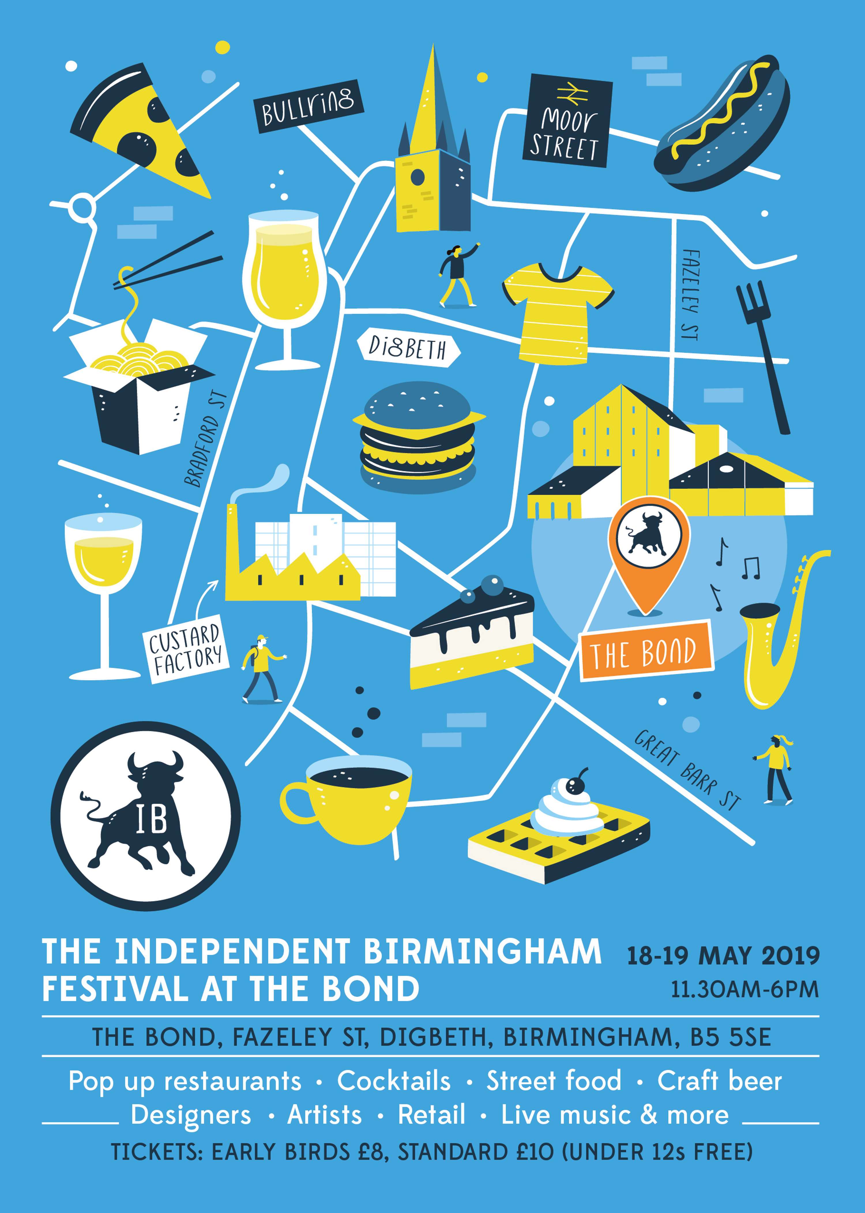 Independent Birmingham Festival 2019 poster by Tom Woolley