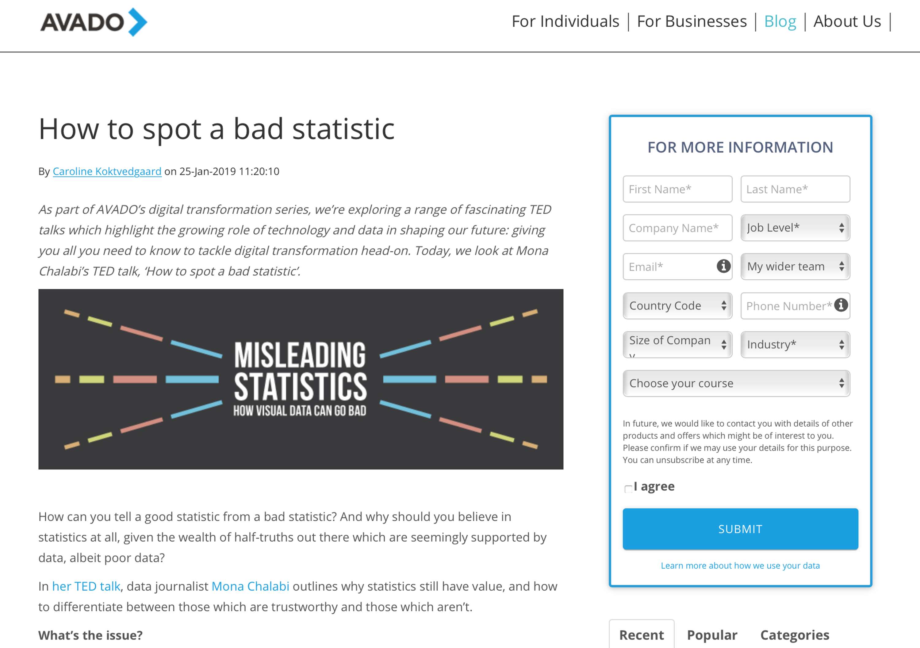 AVADO Learning: How to spot a bad statistic (Blog Post) by Caroline Roseberry Koktvedgaard