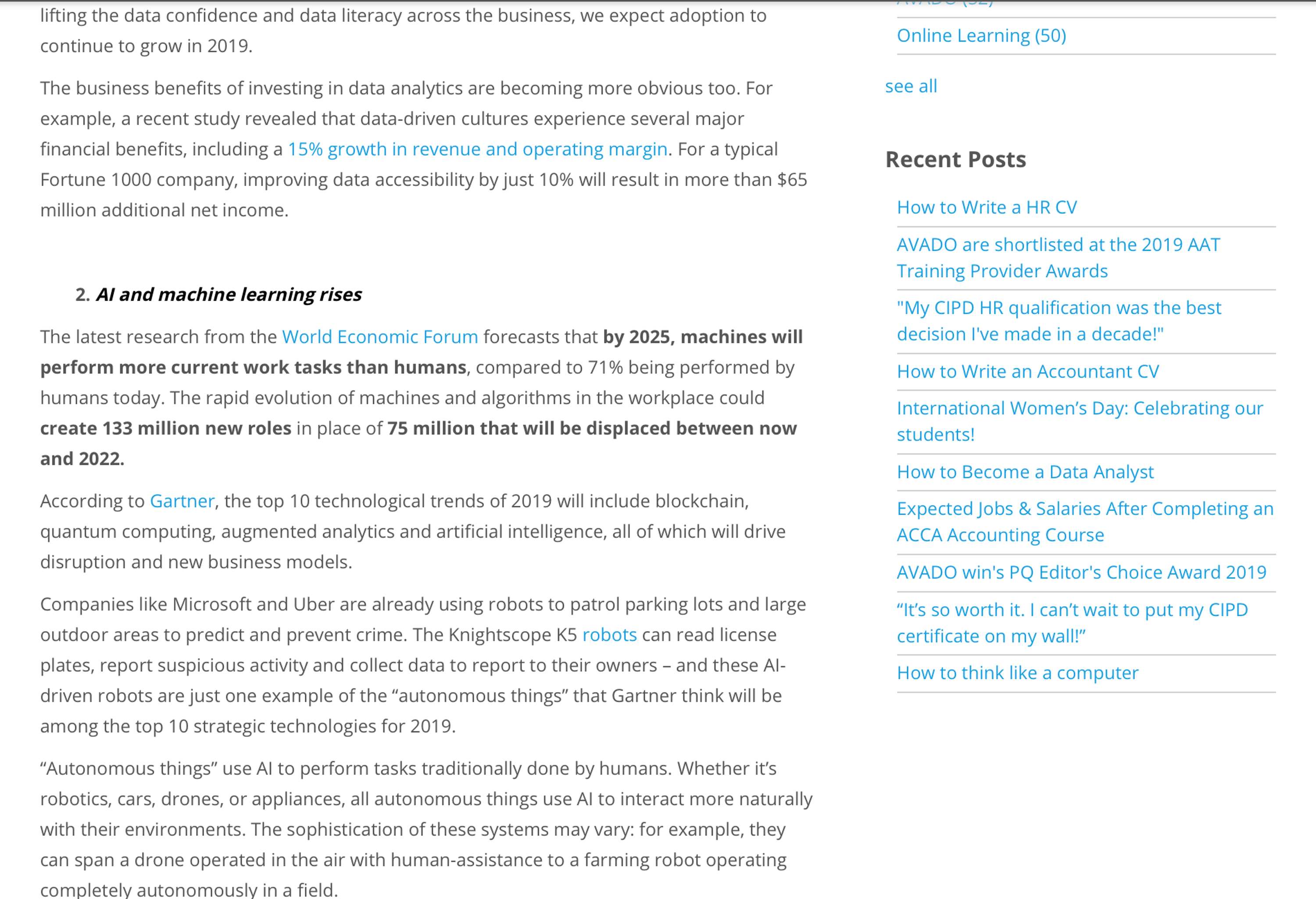AVADO Learning: 10 Predictions for Data and Jobs in 2019 by Caroline Roseberry Koktvedgaard