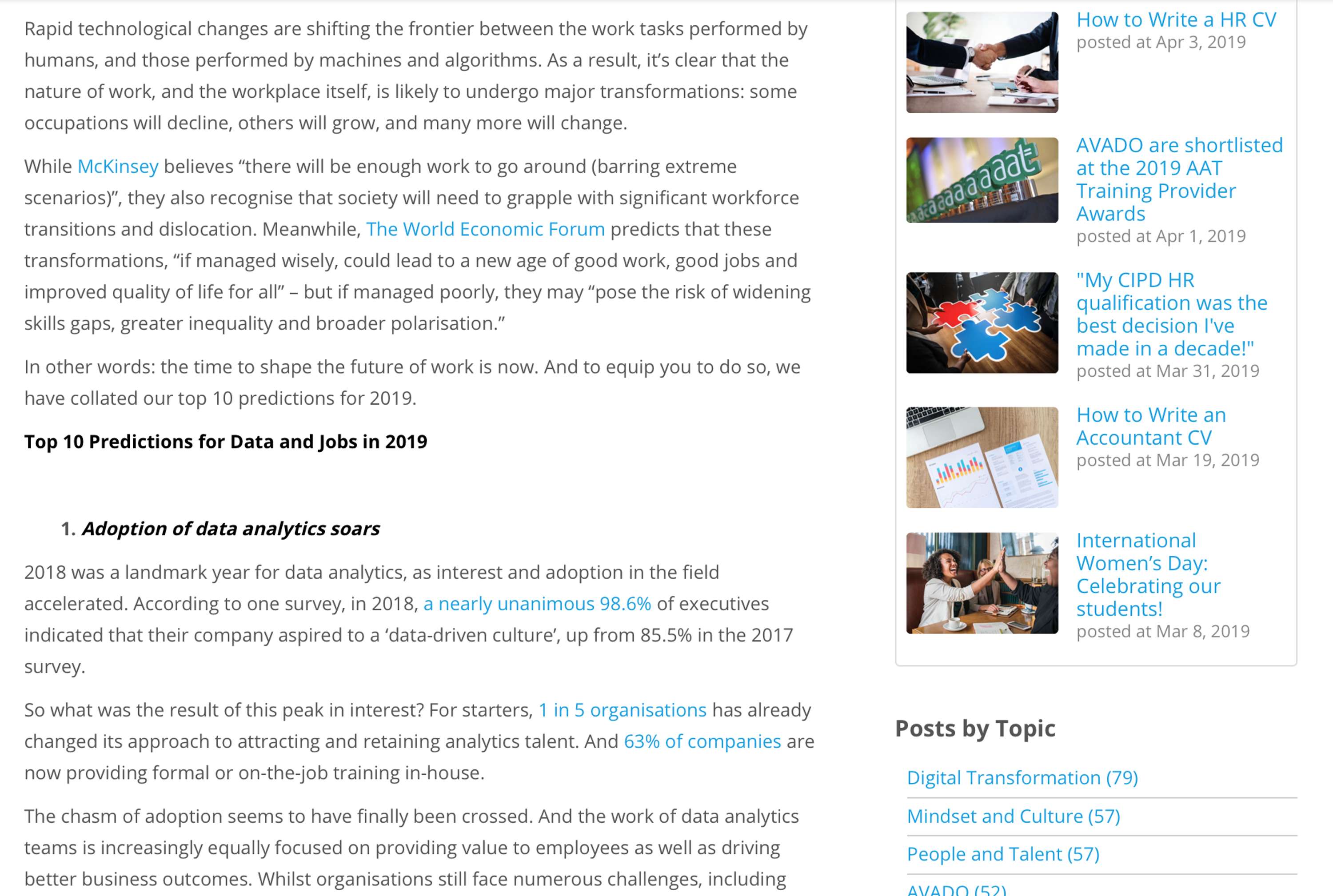 AVADO Learning: 10 Predictions for Data and Jobs in 2019 by Caroline Roseberry Koktvedgaard
