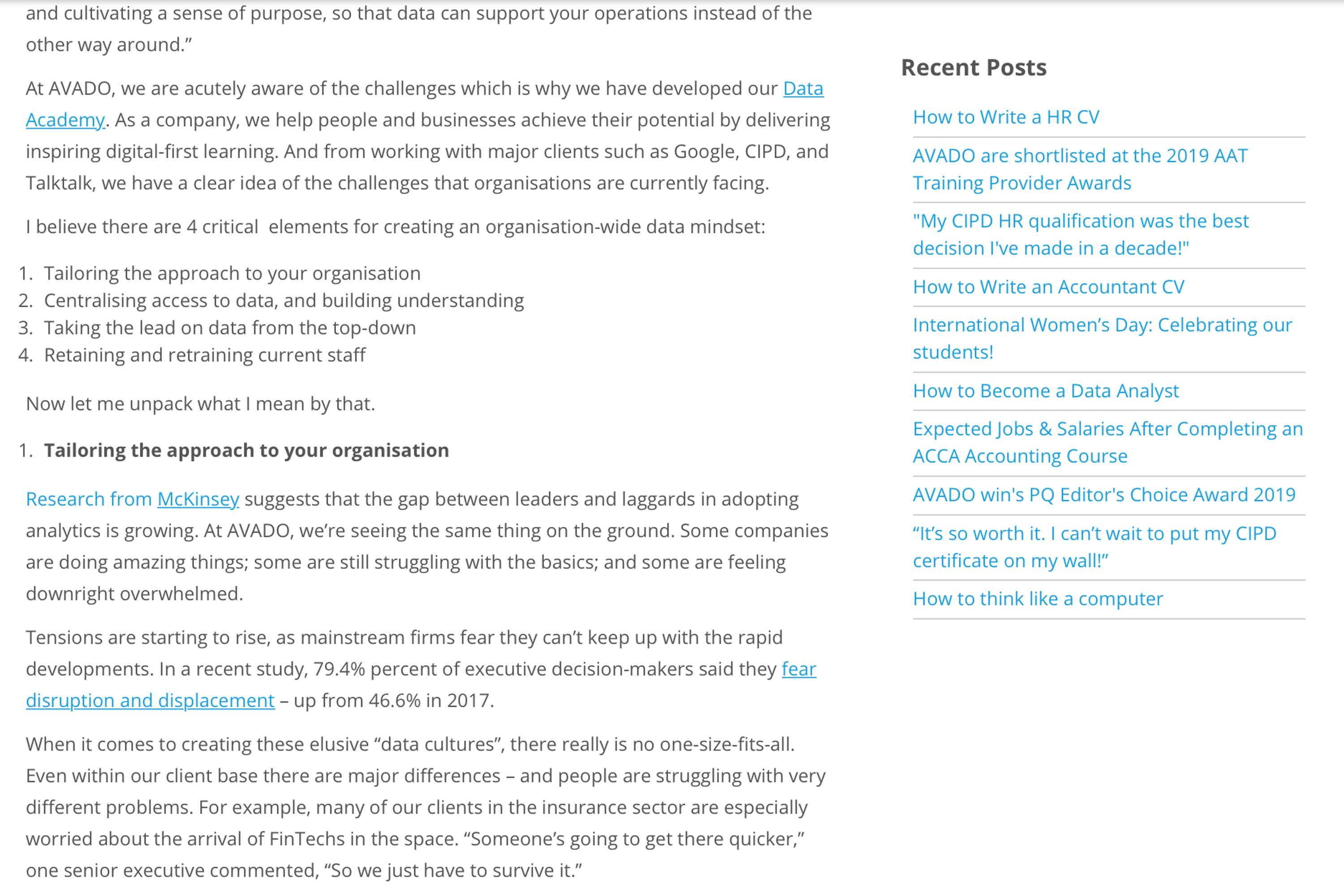 AVADO Learning: Data mindsets: The future of organisations by Caroline Roseberry Koktvedgaard