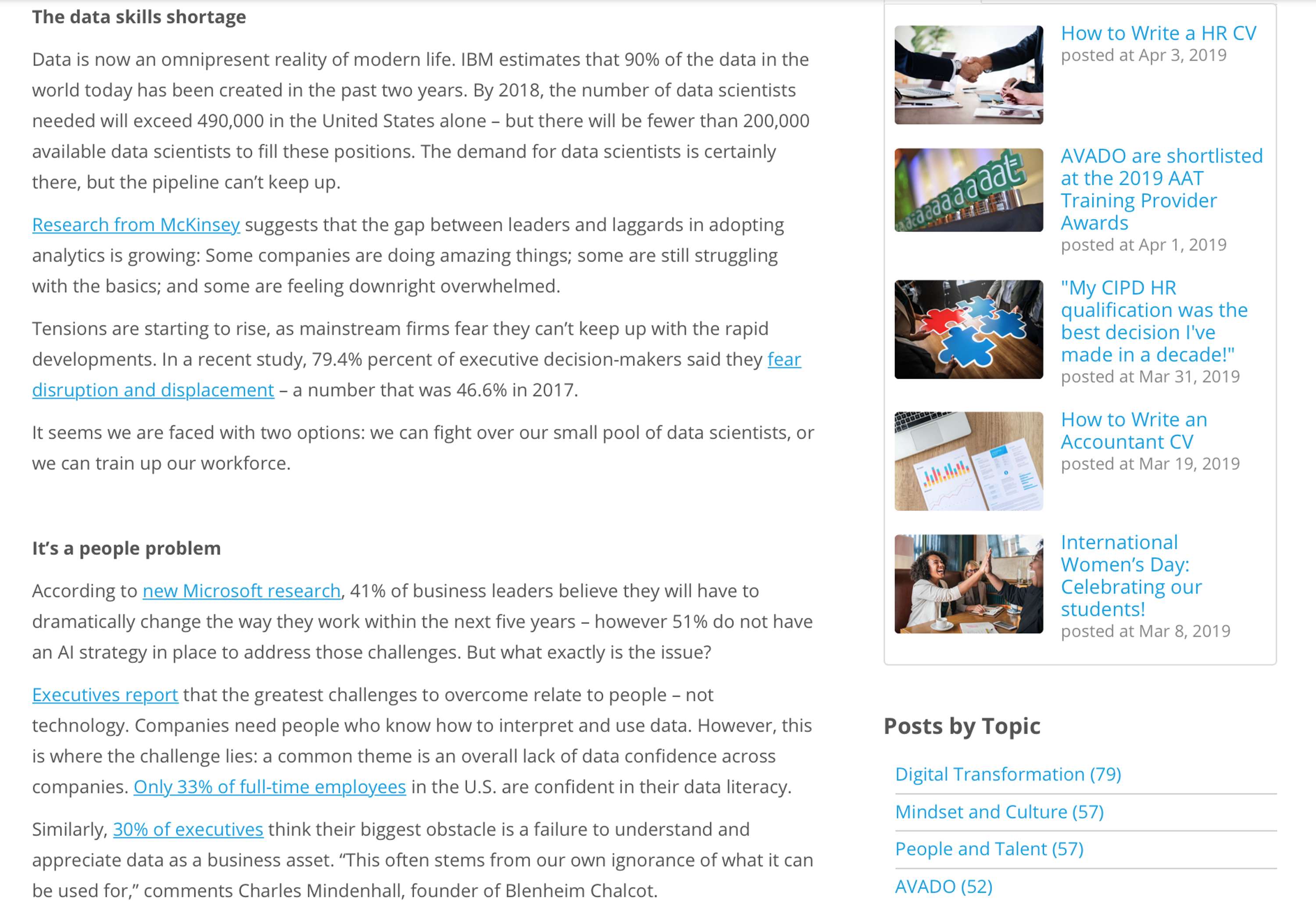 AVADO Learning: Tackling the data skills shortage crisis (Blog Post) by Caroline Roseberry Koktvedgaard