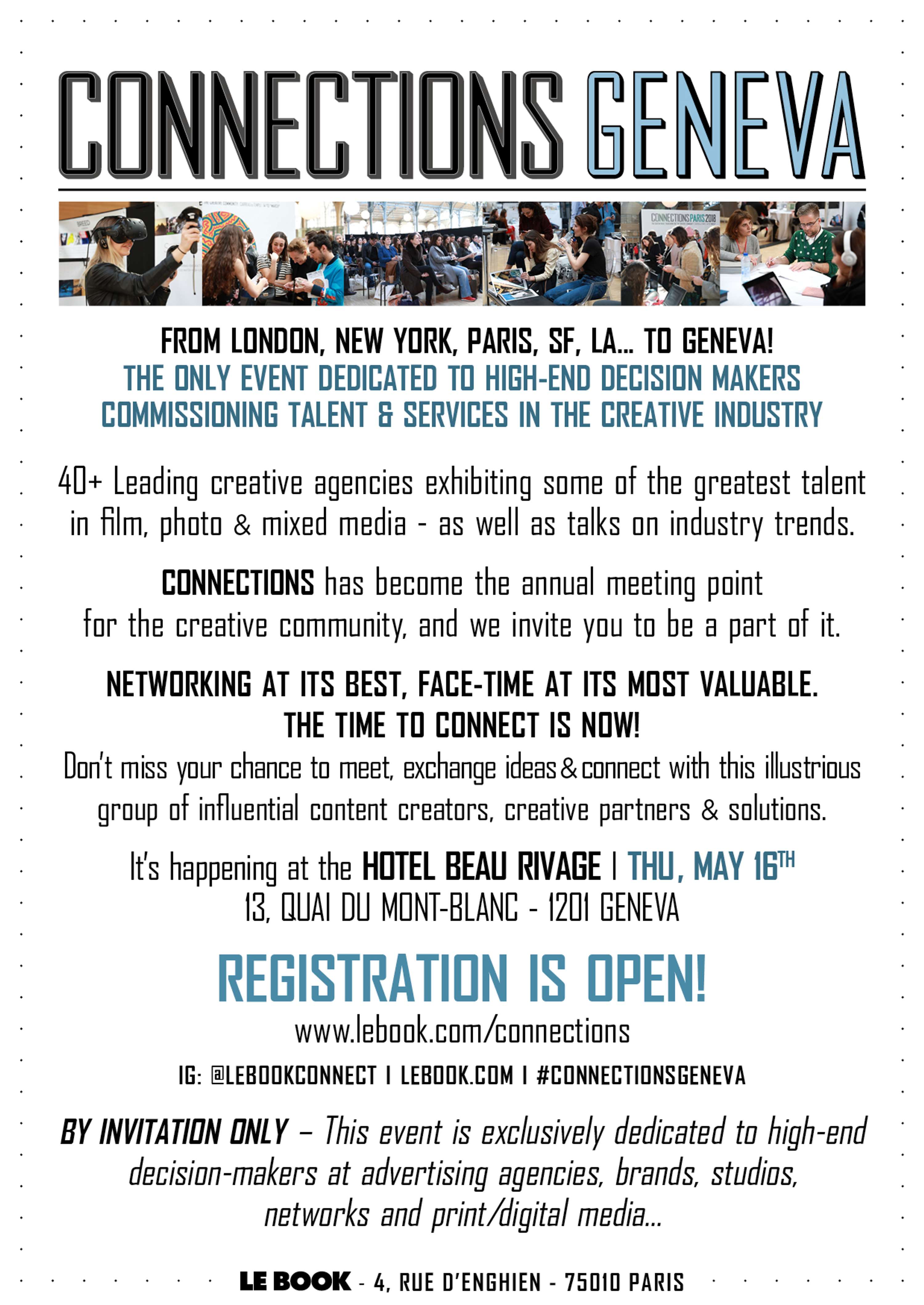 CONNECTIONS GENEVA | MAY 16th | Registration is Open! by LE BOOK