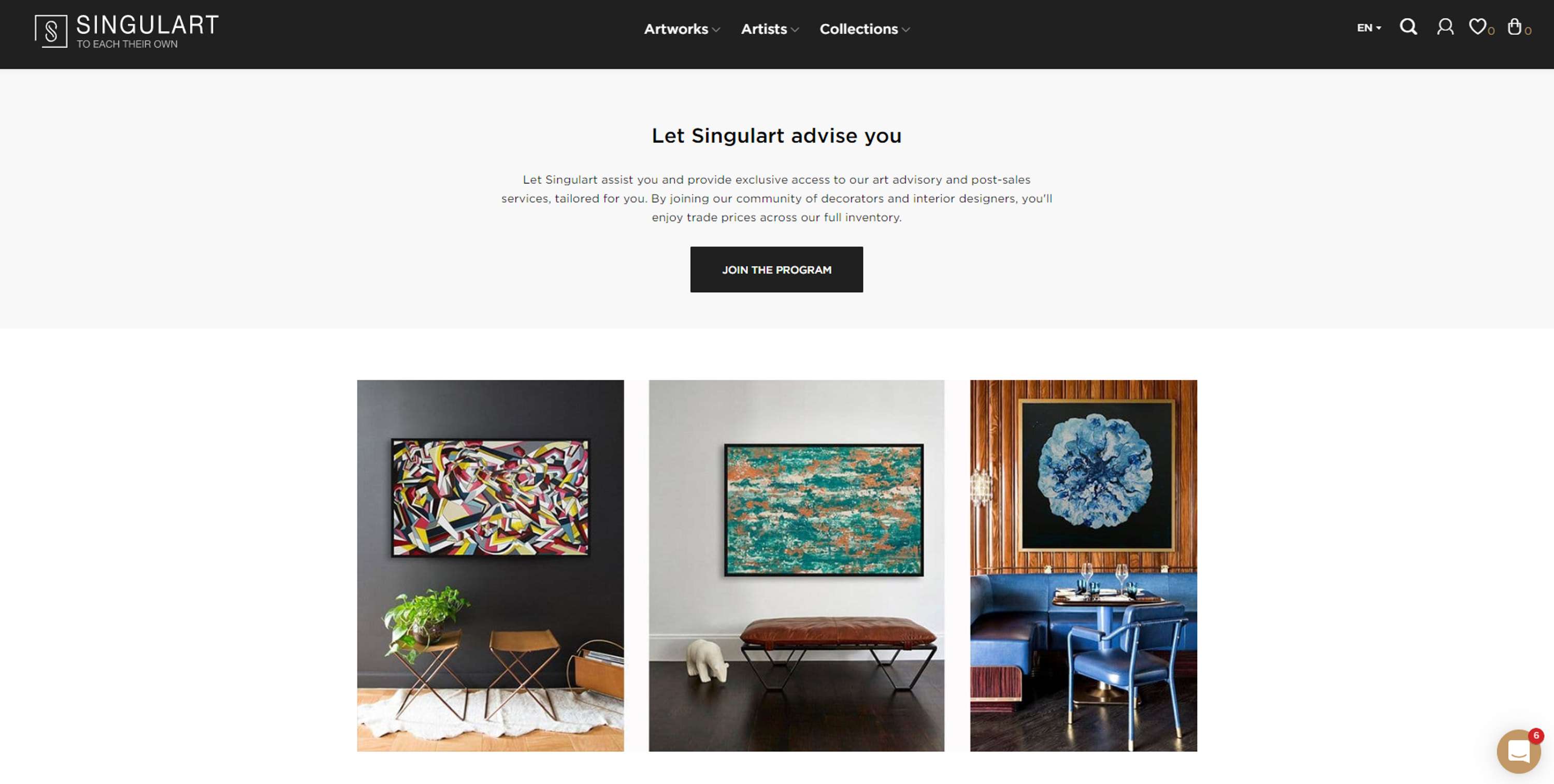 Creation of the B2B Landing Page of Singulart by Emilie Frontera