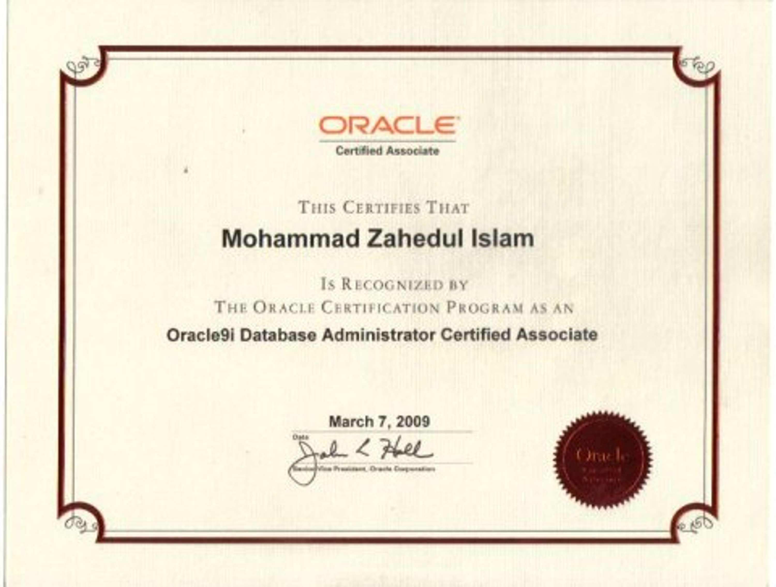 Oracle Certified Database Professional by Mohammad Islam