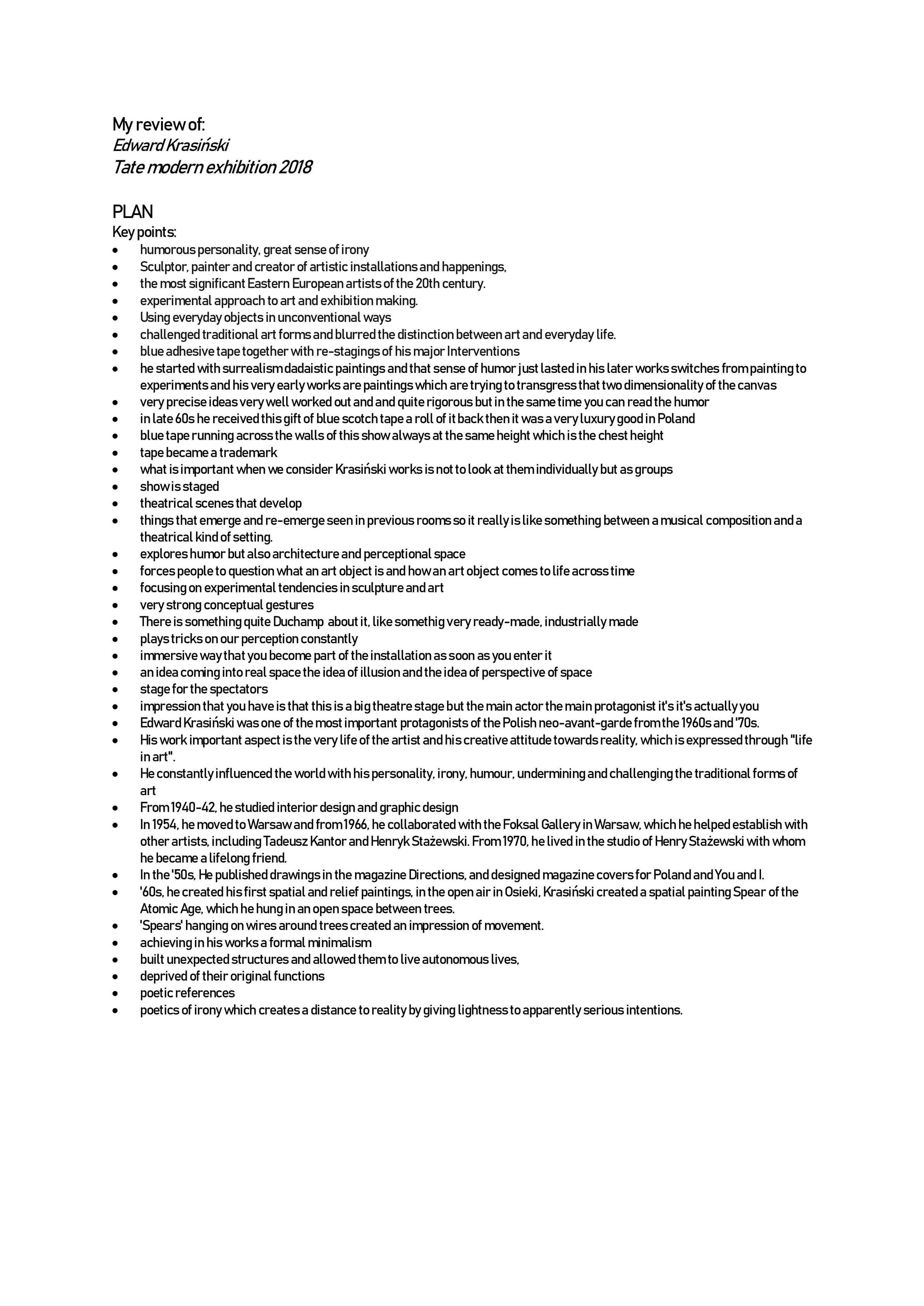 Analysing and writing Art reviews by Jasmine Latka
