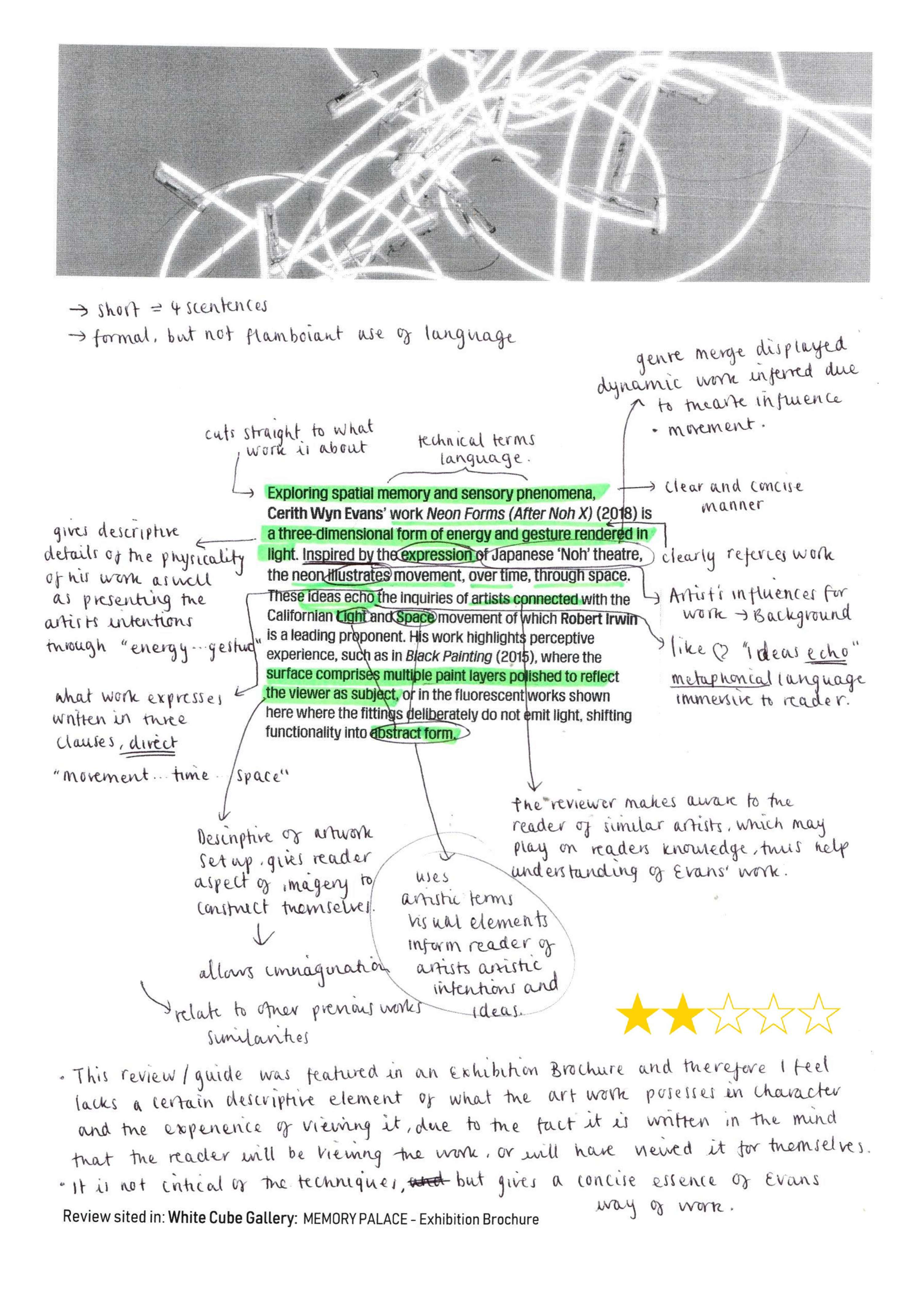 Analysing and writing Art reviews by Jasmine Latka