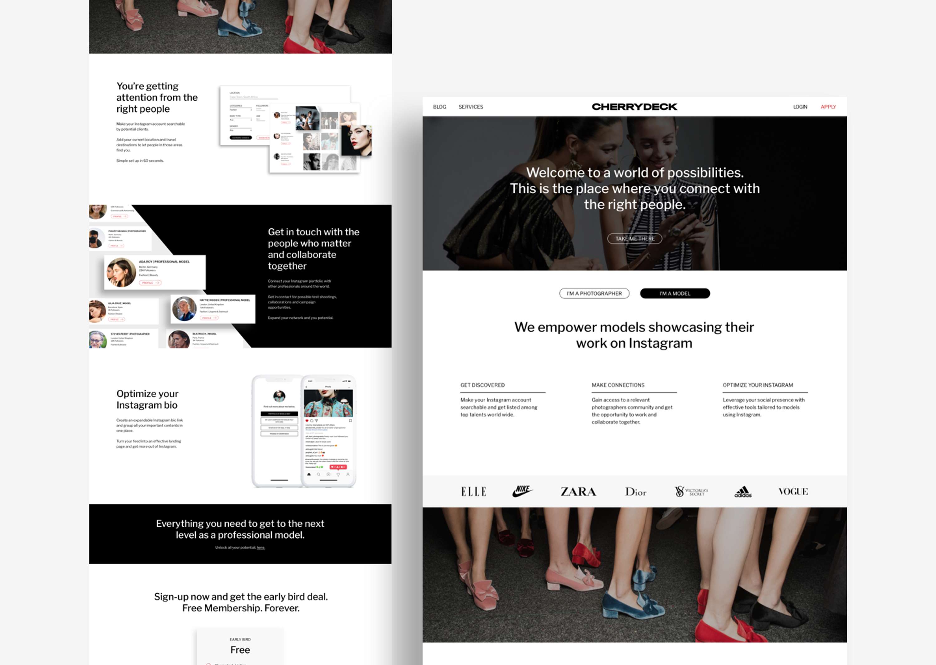 Services Page for Models | Cherrydeck by Mariana Mourão