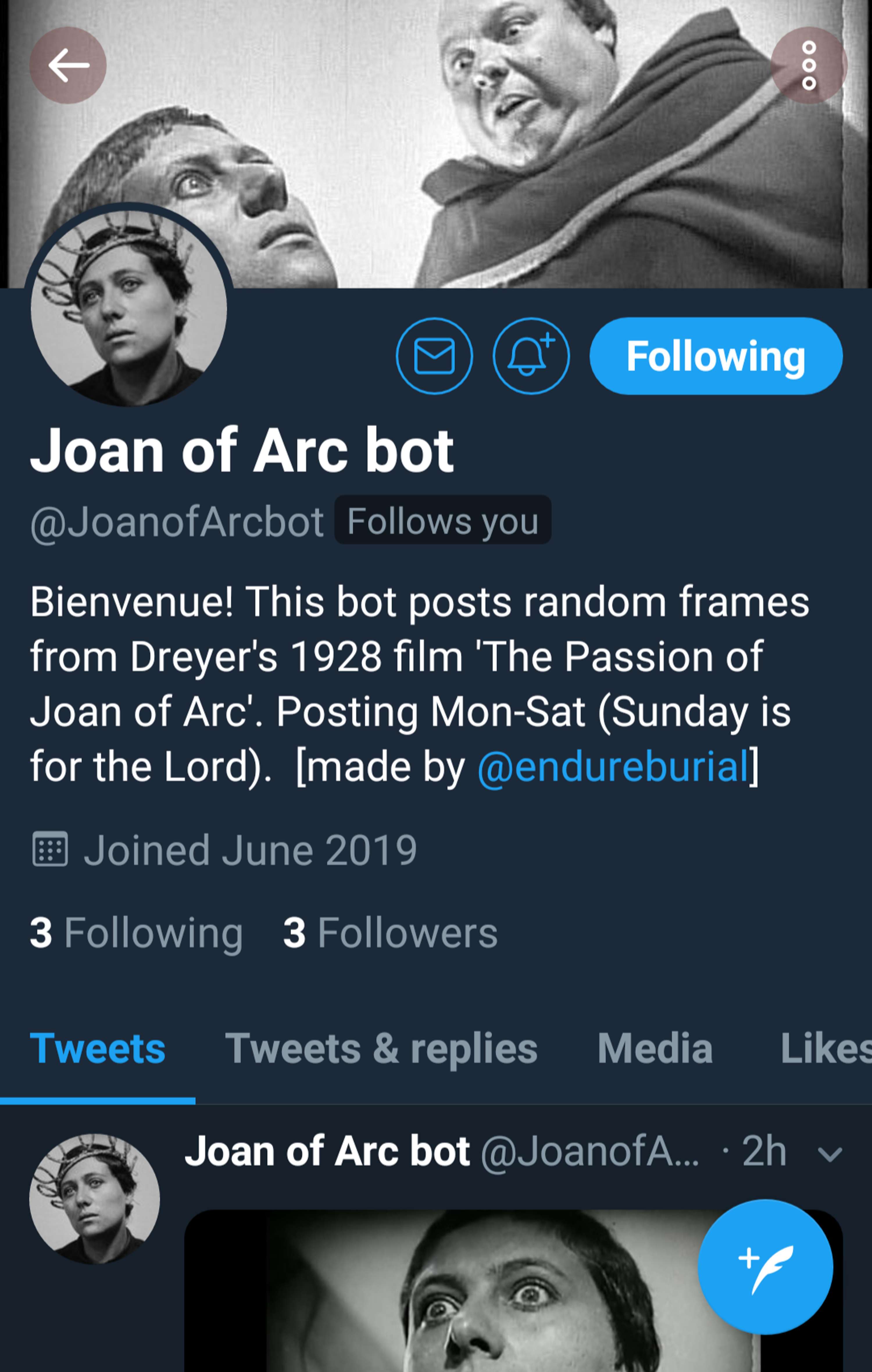 Joan of Arc Twitter Bot by Emma Cheung