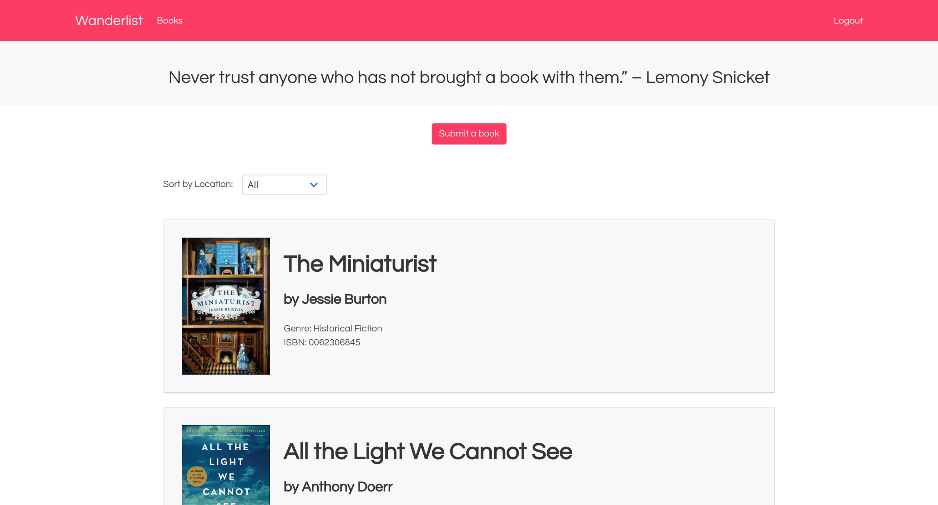 Wanderlist - a community-based book recommendation site by Laura Helena Murphy