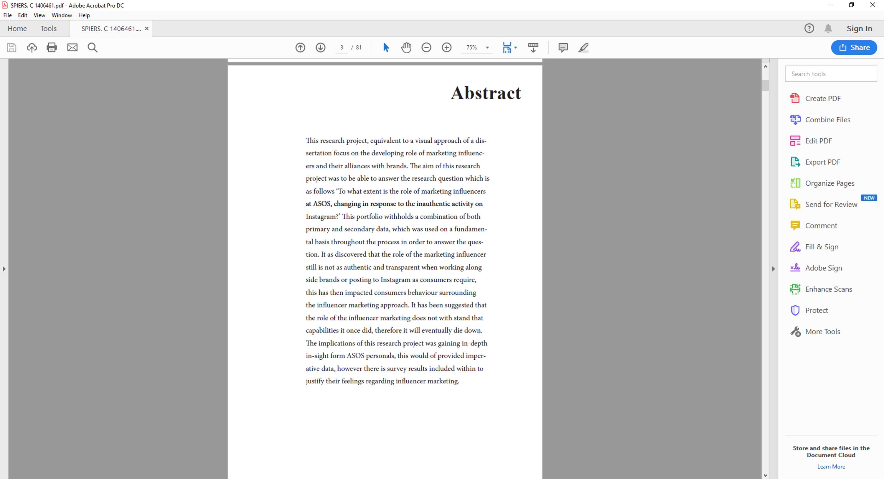 Research project. by Claire Spiers