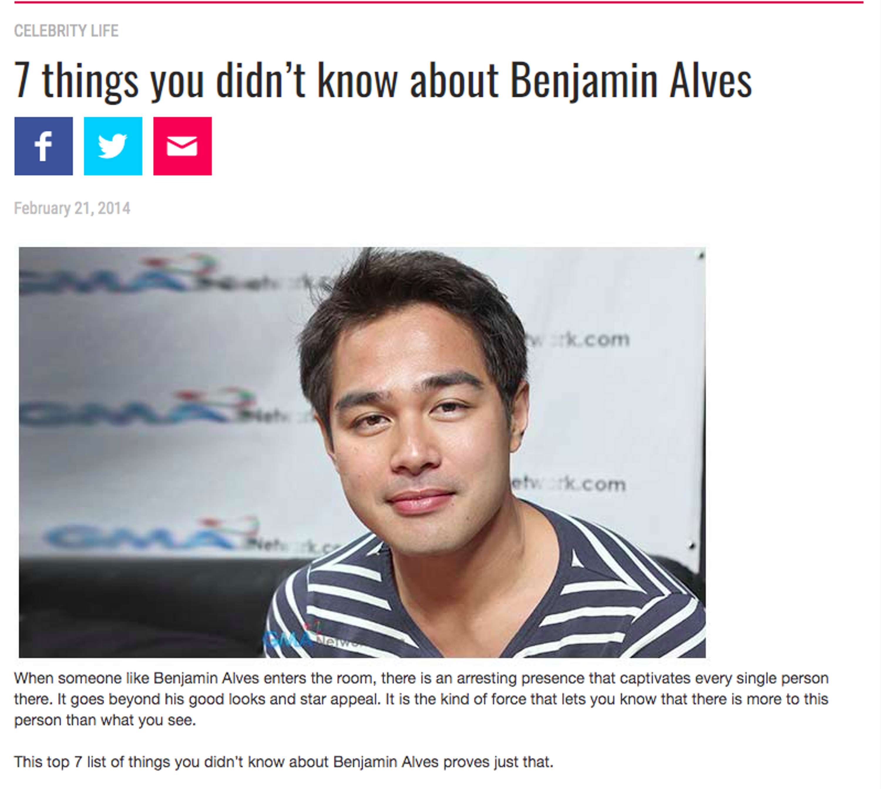 Celebrity Write-up featuring Benjamin Alves by Samantha Portillo-Corodeanu