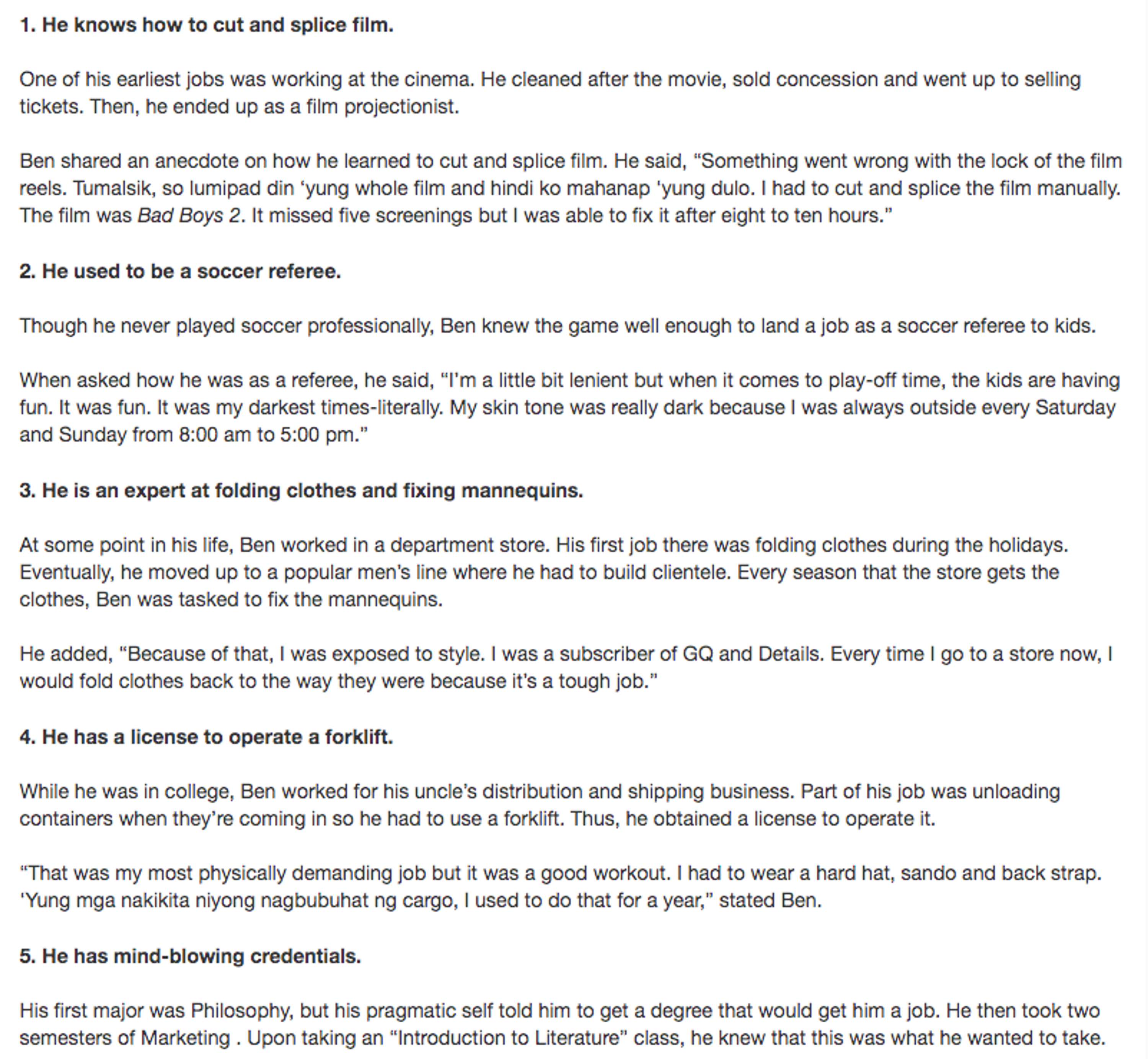 Celebrity Write-up featuring Benjamin Alves by Samantha Portillo-Corodeanu