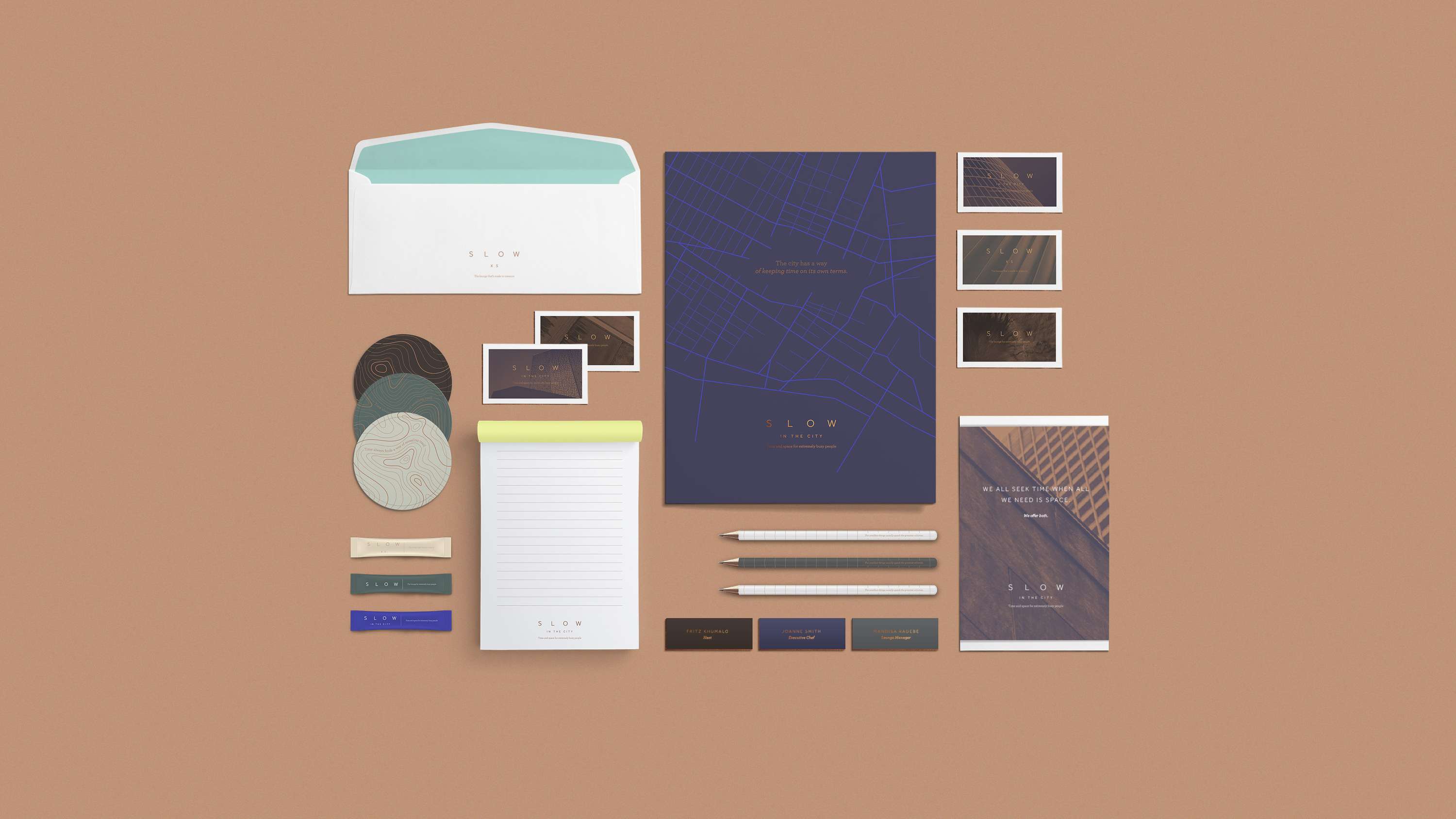 S L O W - Identity expansion and reinvention, collateral design and style guide by Catalina Larkins