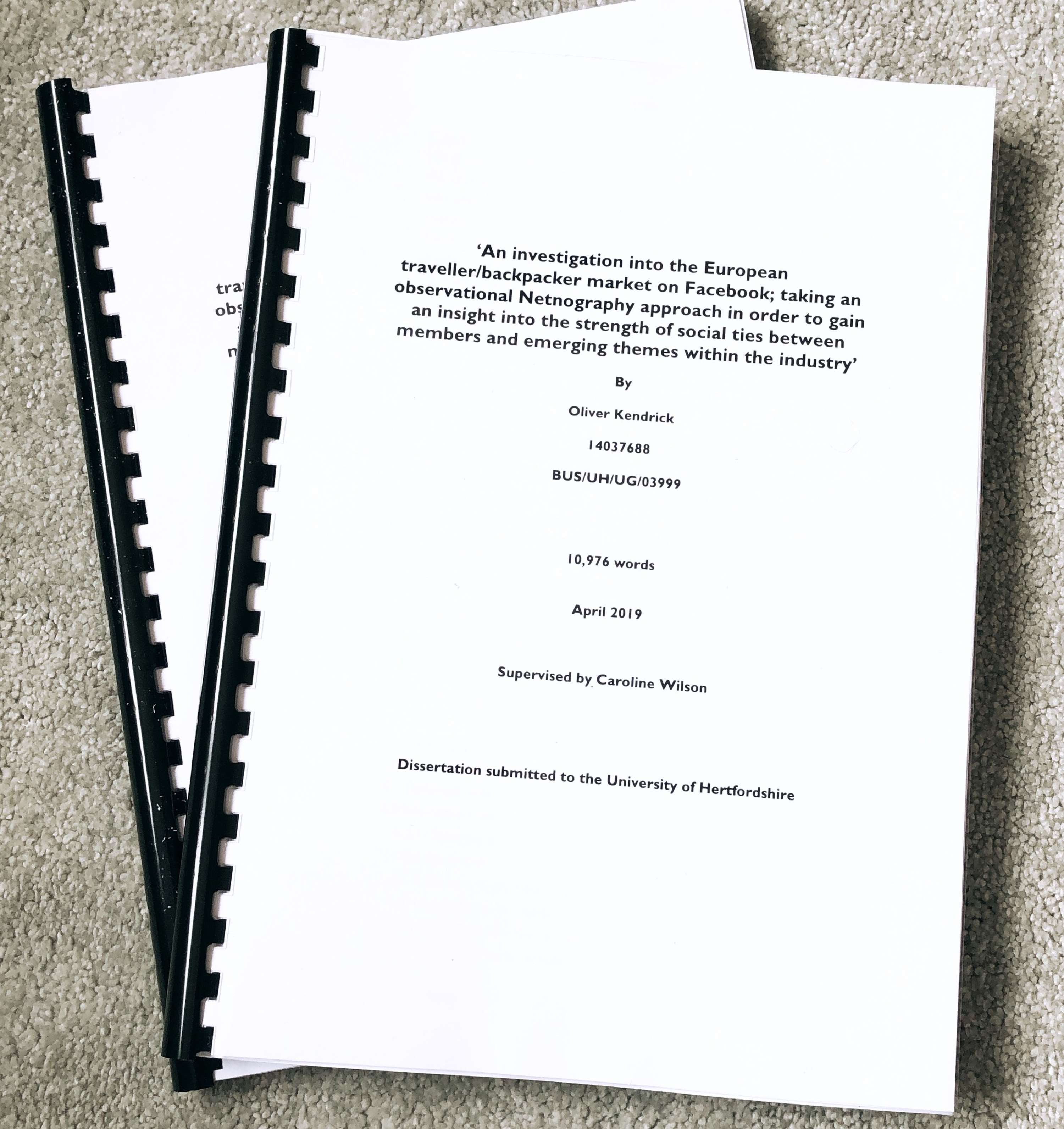 Dissertation by Ollie Kendrick