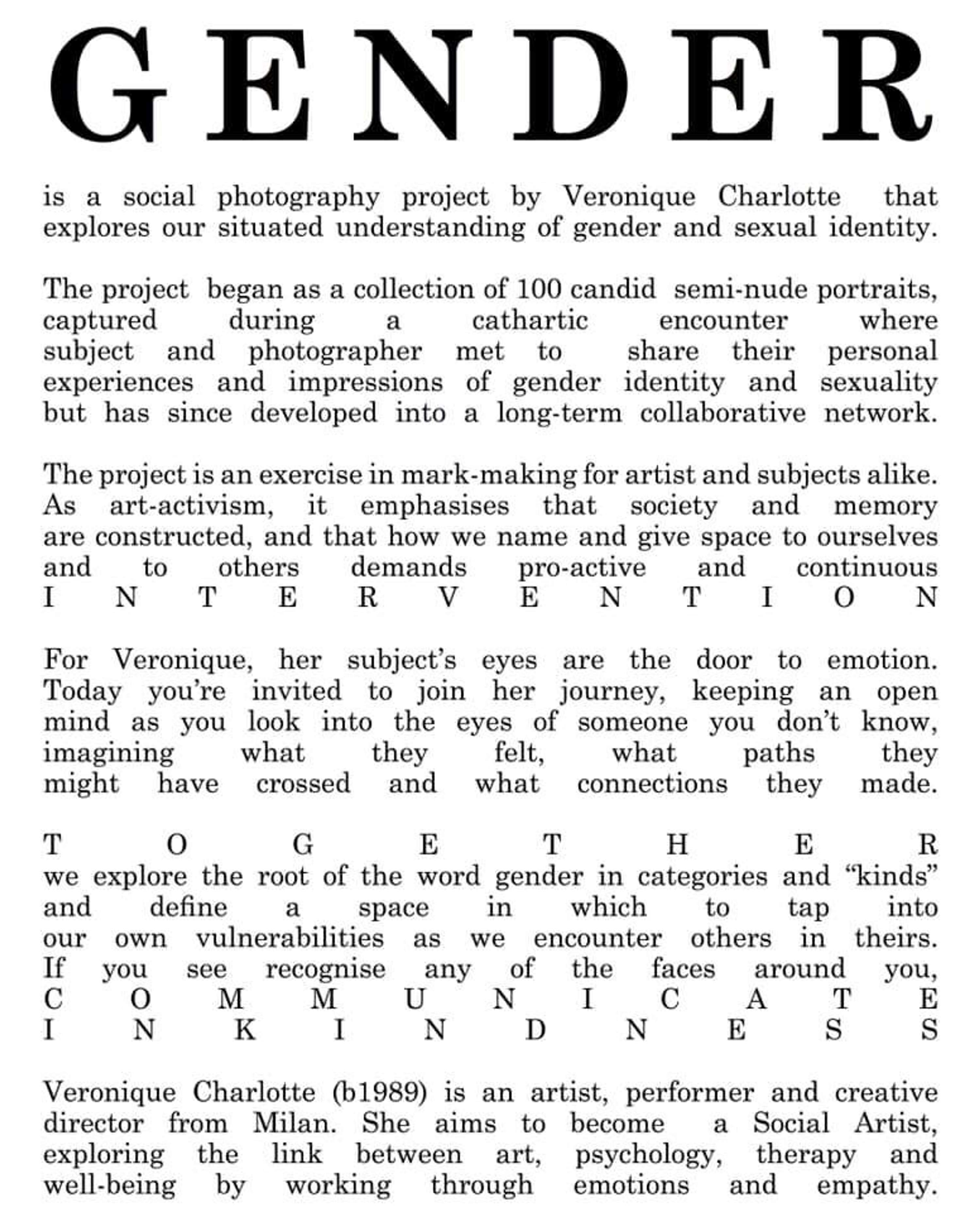 GENDER PROJECT by Veronique Charlotte