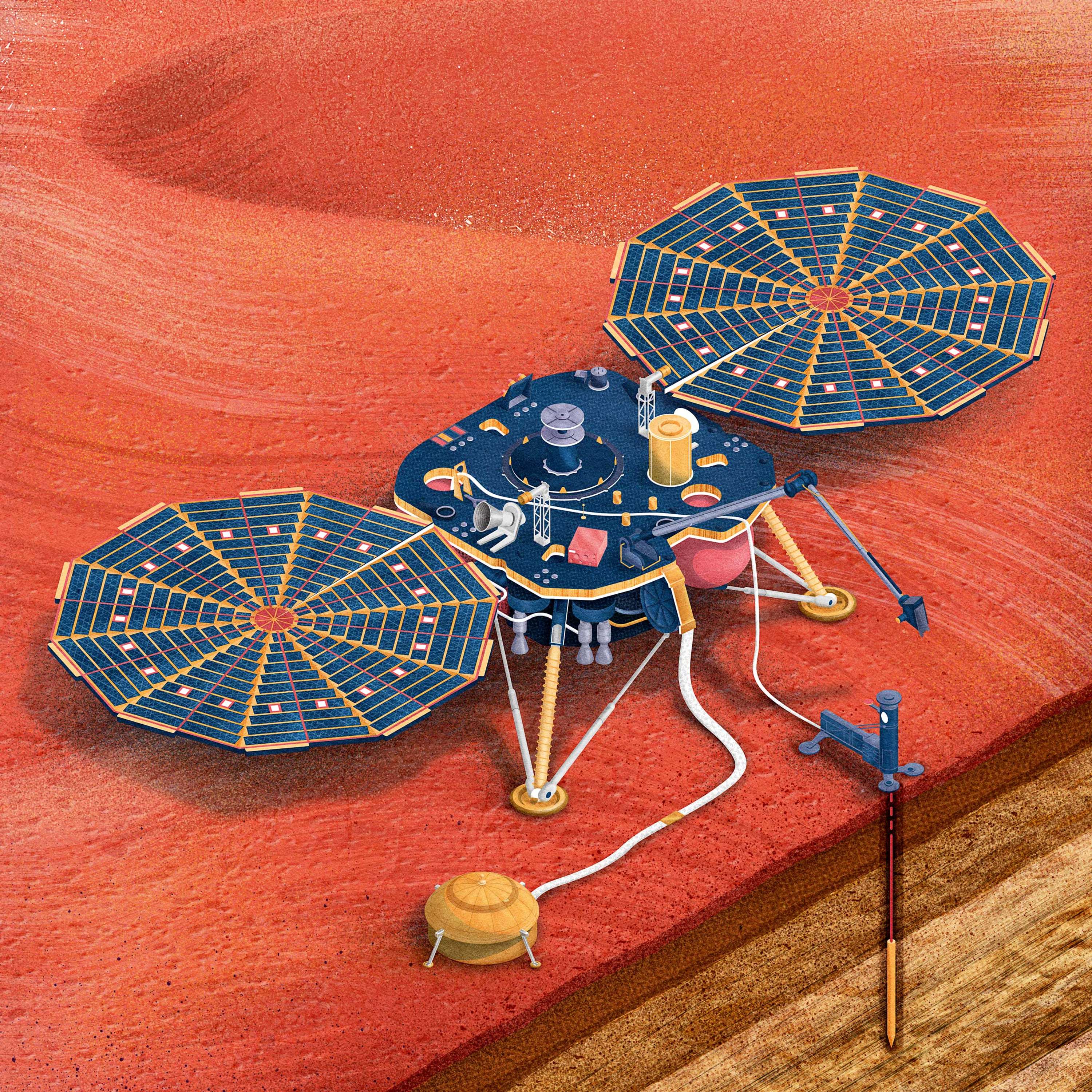 Mars InSight Lander Isometric Inofographic by Dan Bright