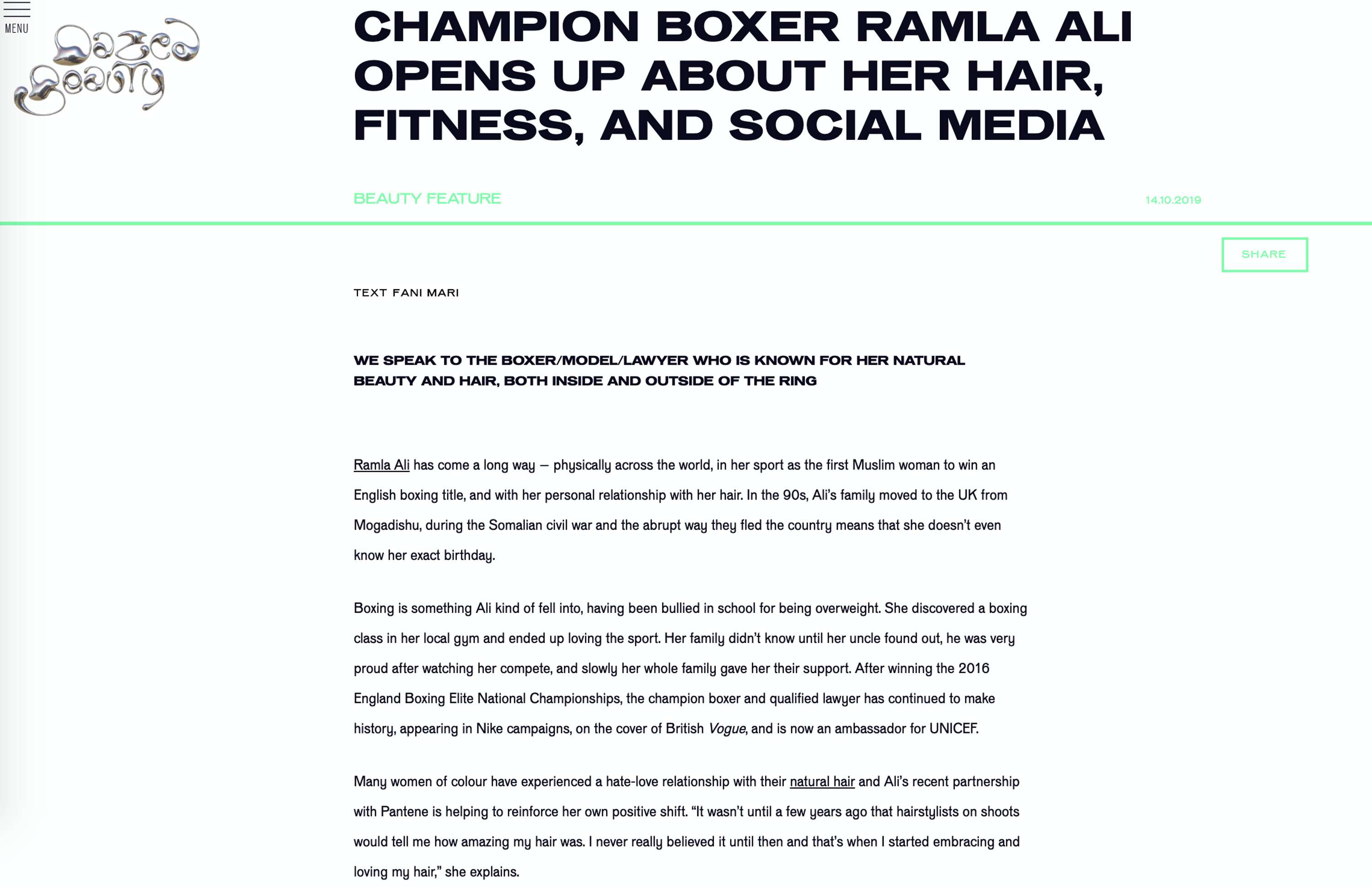 Dazed - Interview with Ramla Ali by Fani Mari