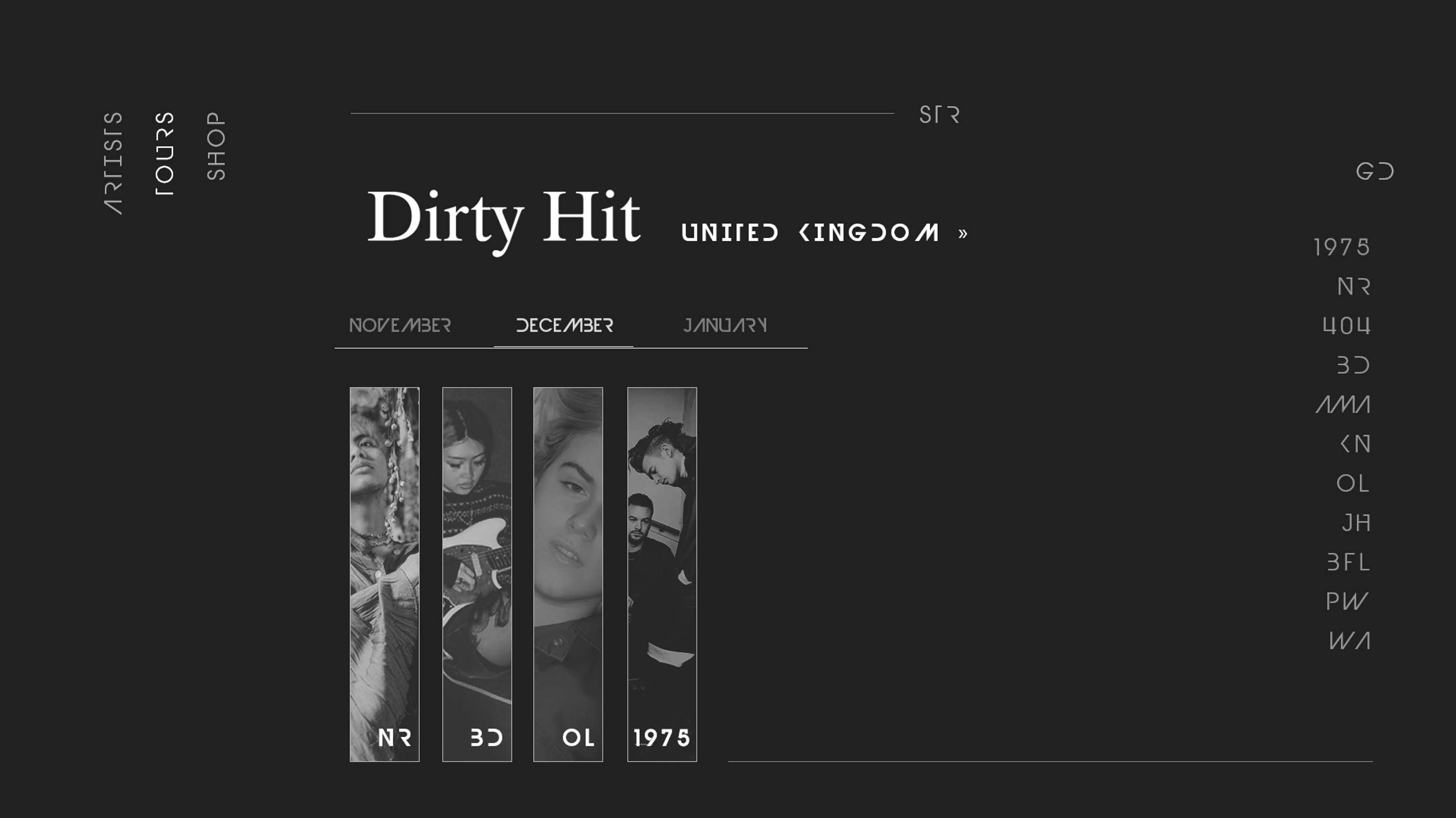 Concept Website for Dirty Hit Record Label by Karen Mattiazzo