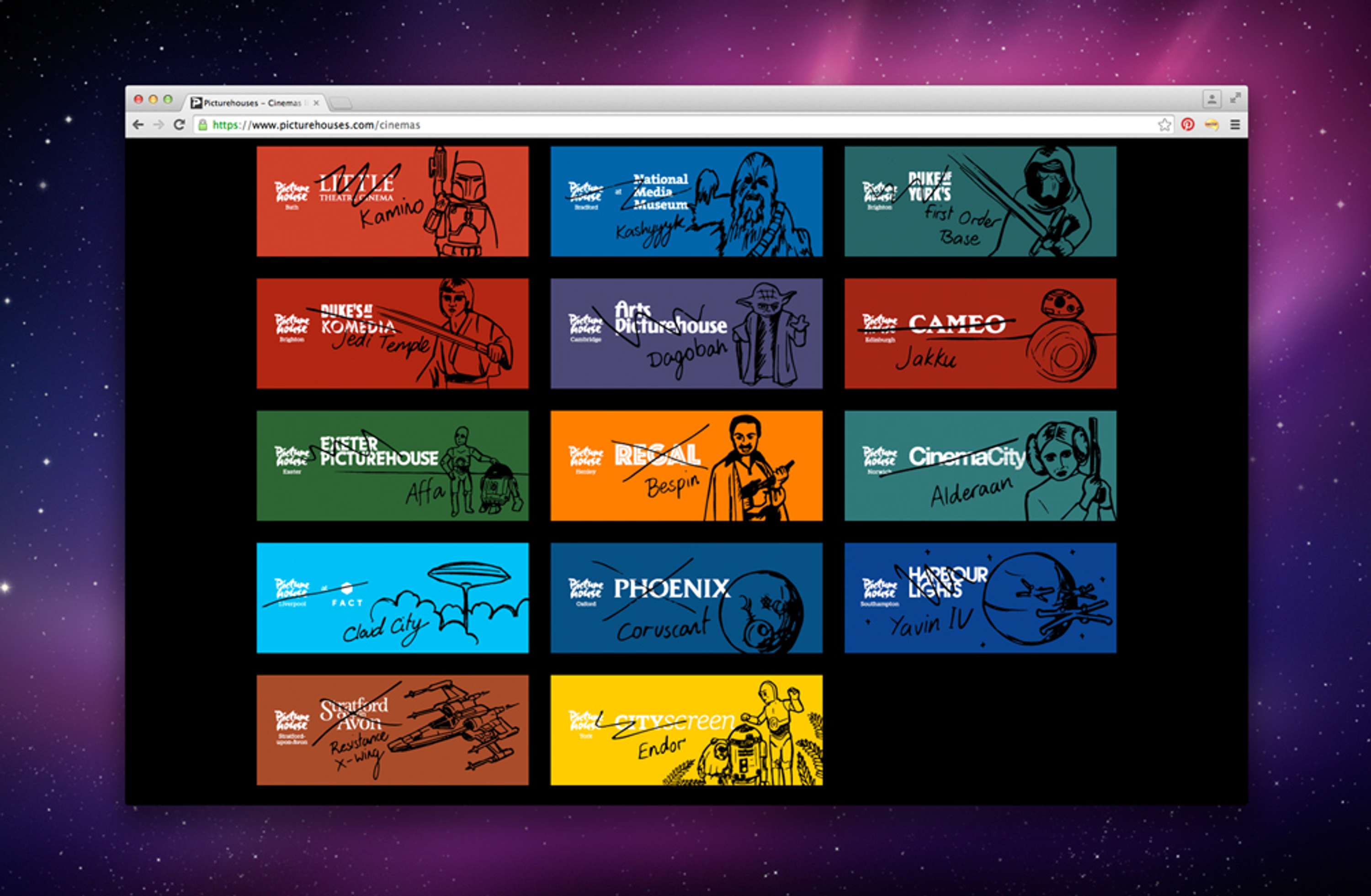 Picturehouse x Star Wars website takeover by Ginette Guiver