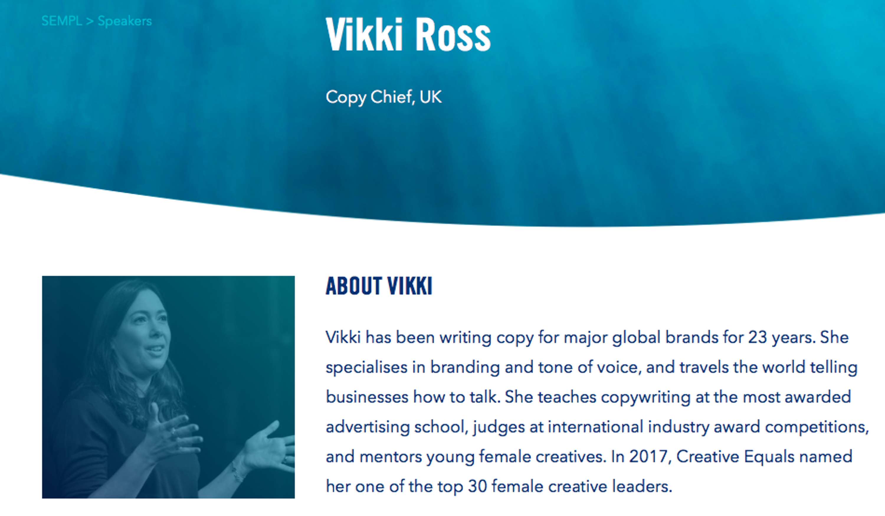 Event Host, Speaker and Masterclass Trainer by Vikki Ross