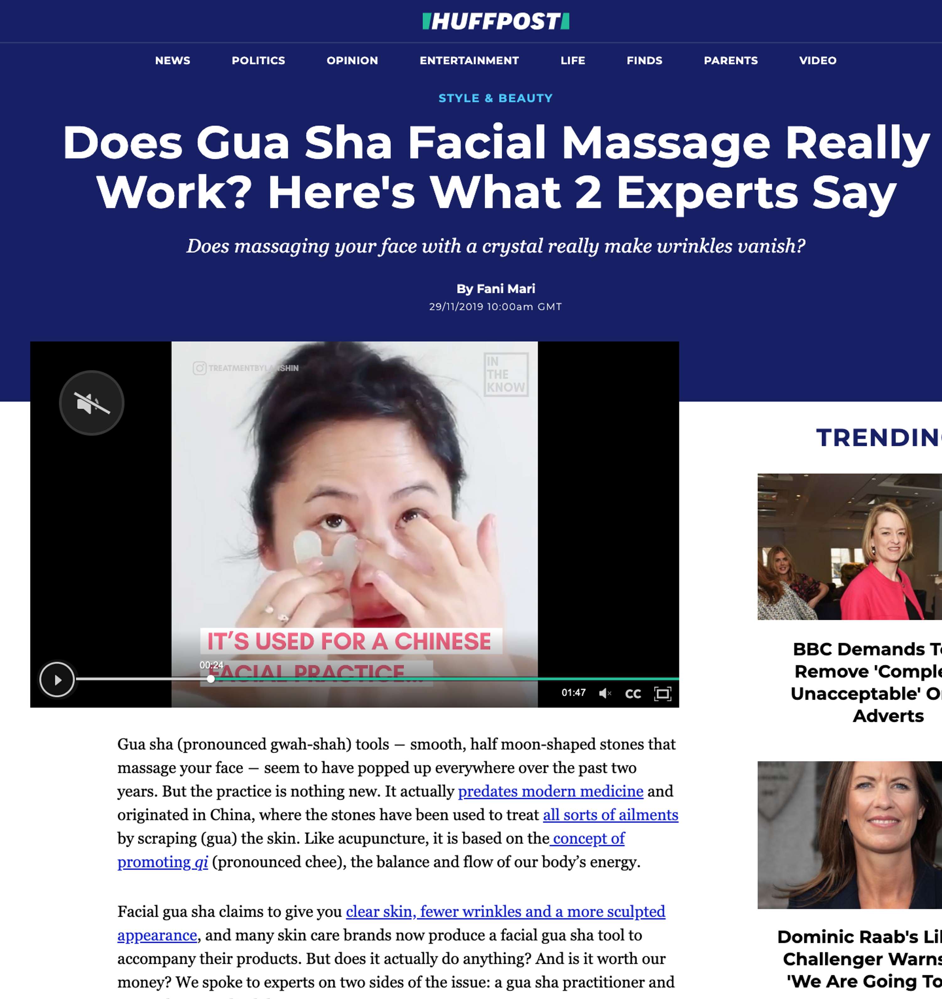 HUFF POST US - What is Gua Sha and Does it Work? by Fani Mari